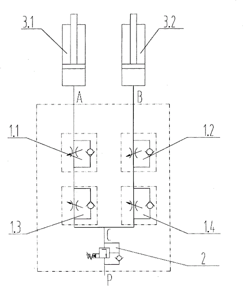 Synchronous valve block of bucket wheel machine tail