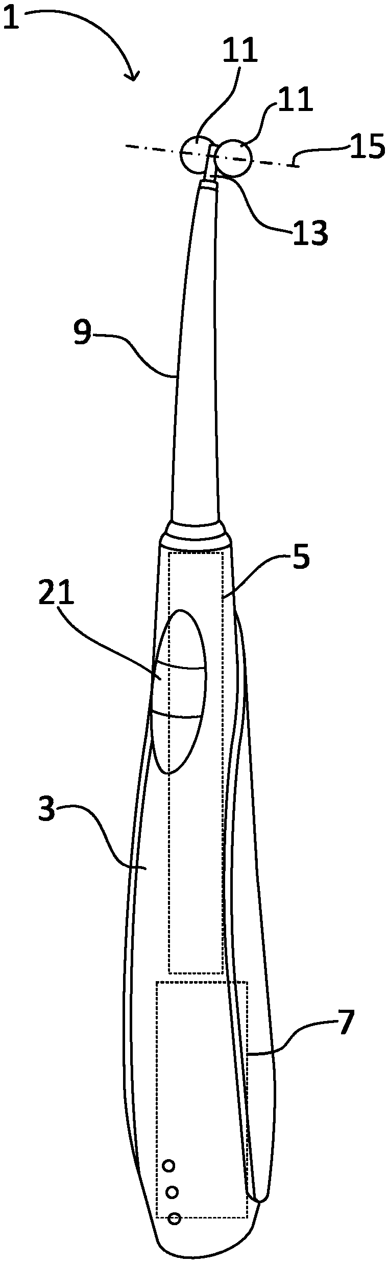 Device for massaging muscles in an oral cavity