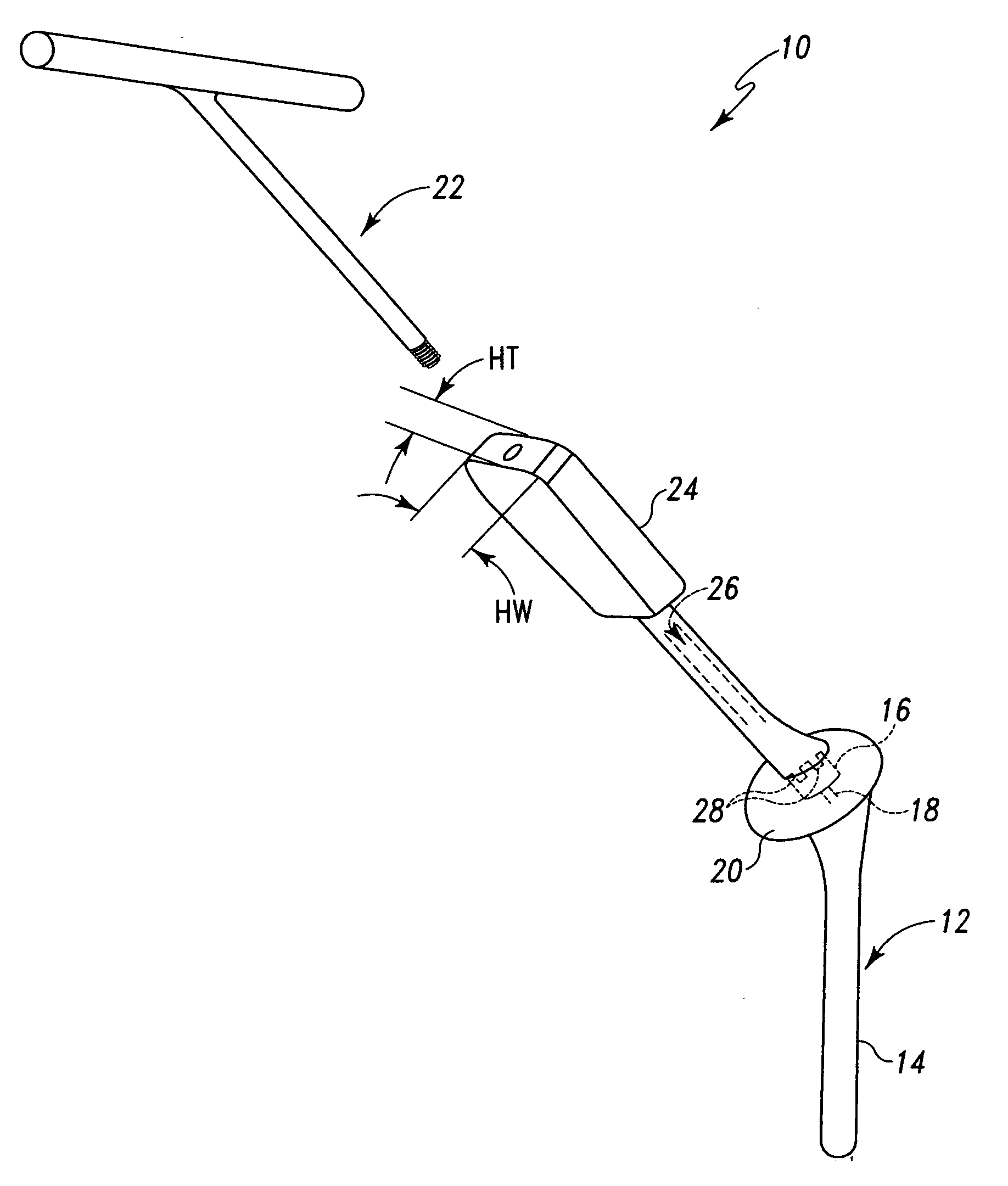 Instrument for modular orthopaedic prosthesis