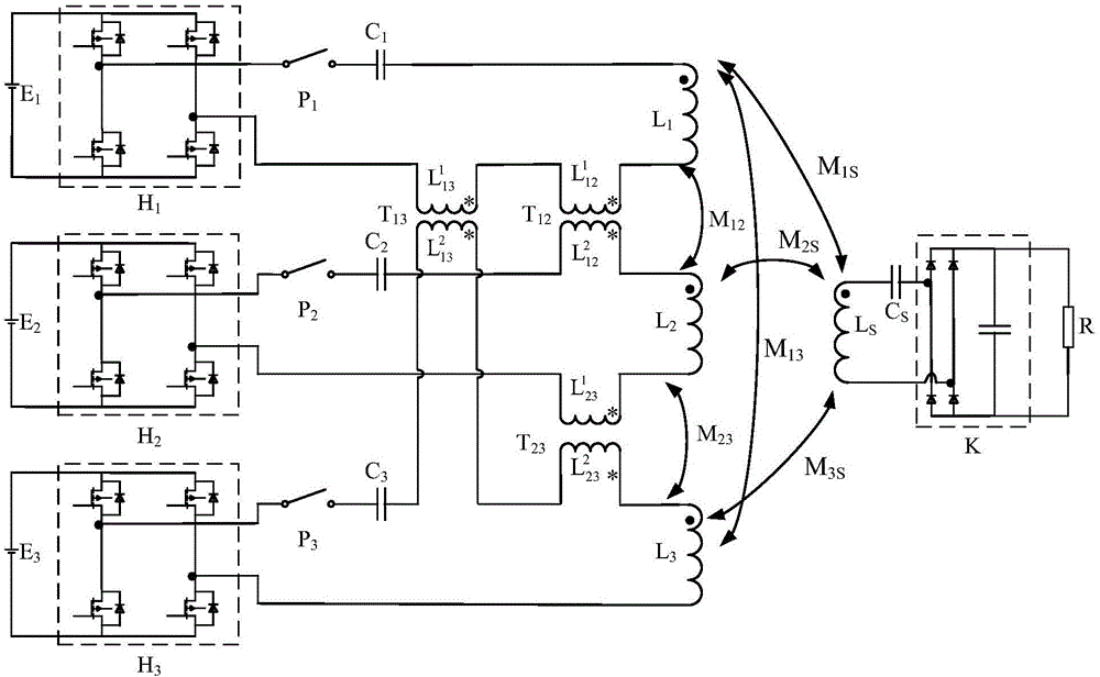 Automatically resonance compensable inductive power transmission system for multiple primary coils