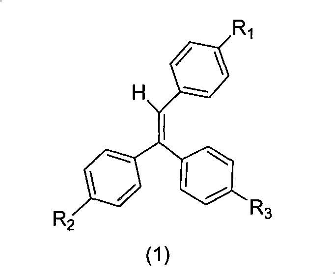 Gathering induced luminescence material containing triphenyl thylene structure, synthesis method and application thereof