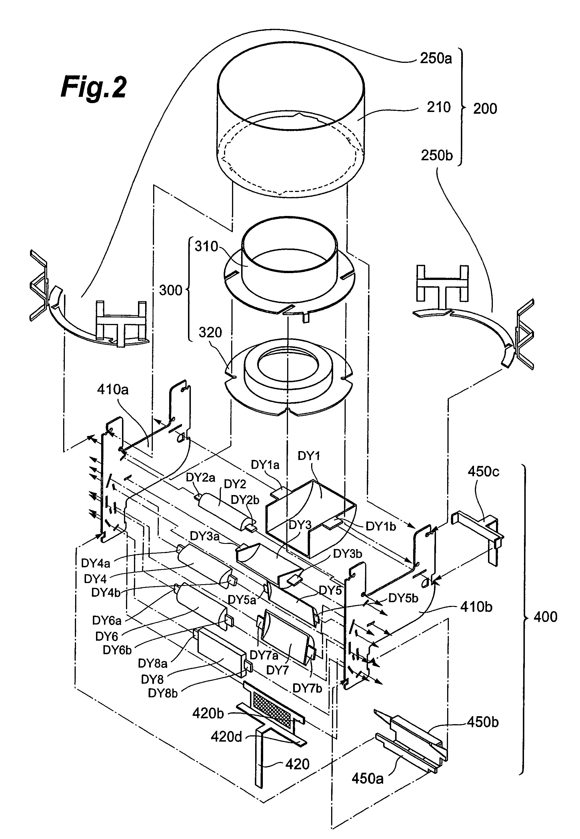 Photomultiplier including a seated container, photocathode, and a dynode unit