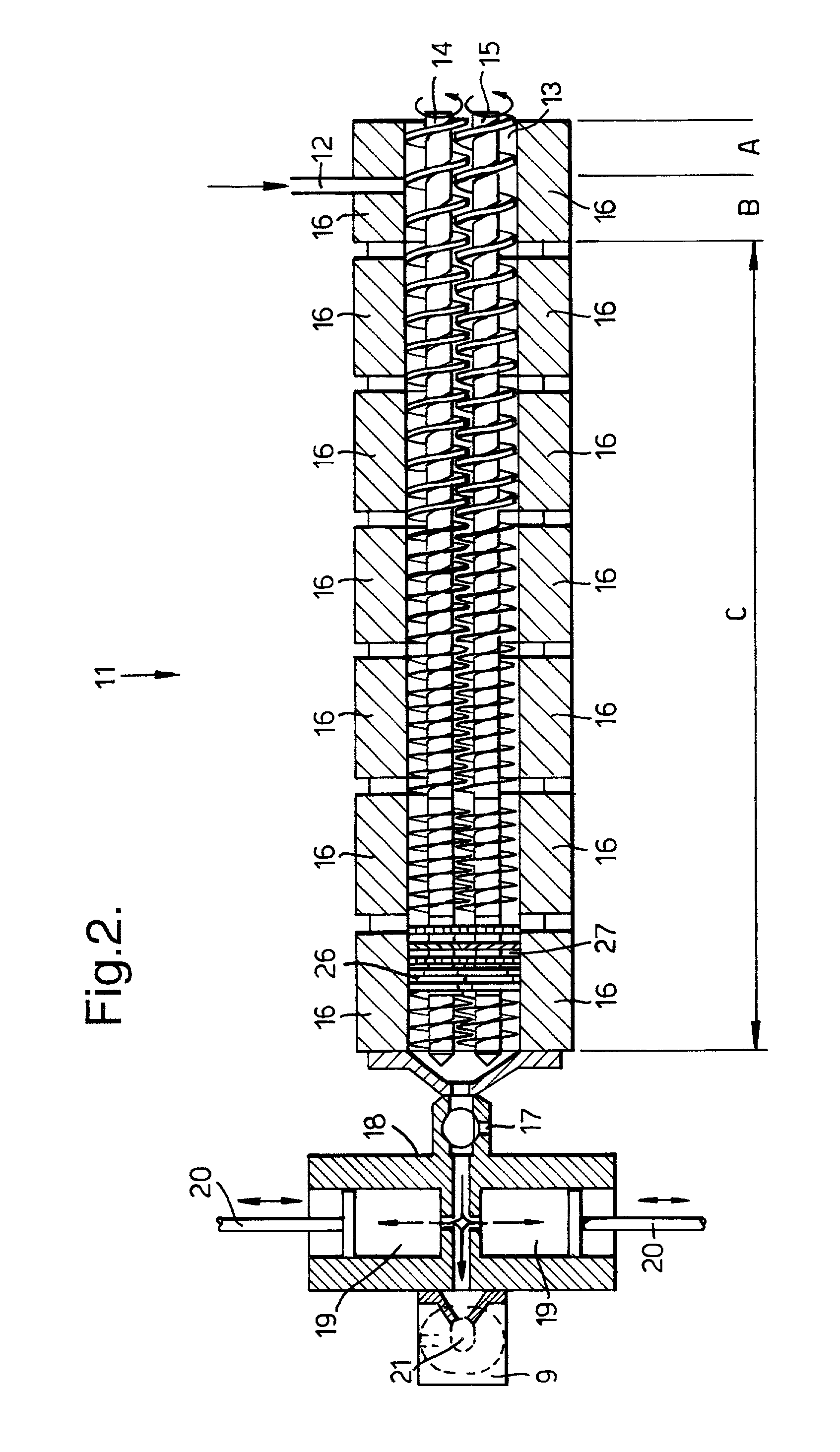Process and apparatus for the production of a detergent composition