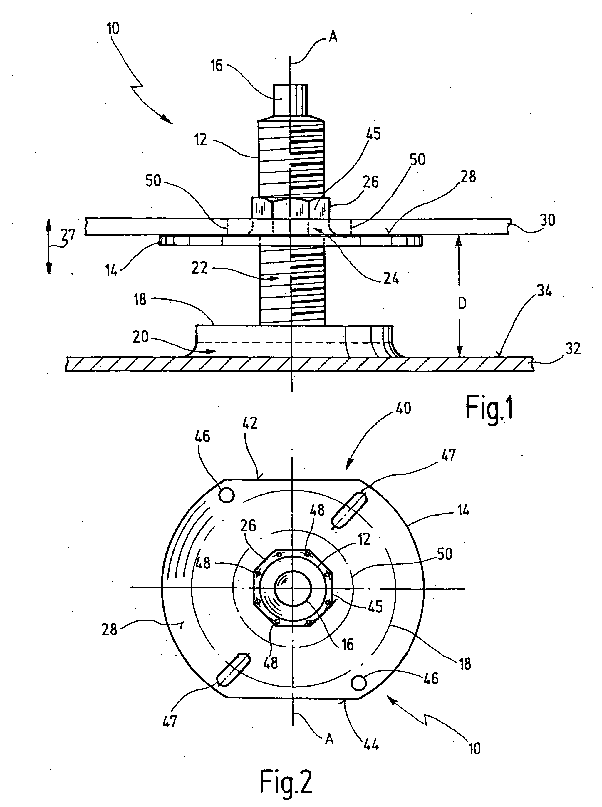 Method, fastening system and auxiliary apparatus for fastening a first component to a second component with a precise separation