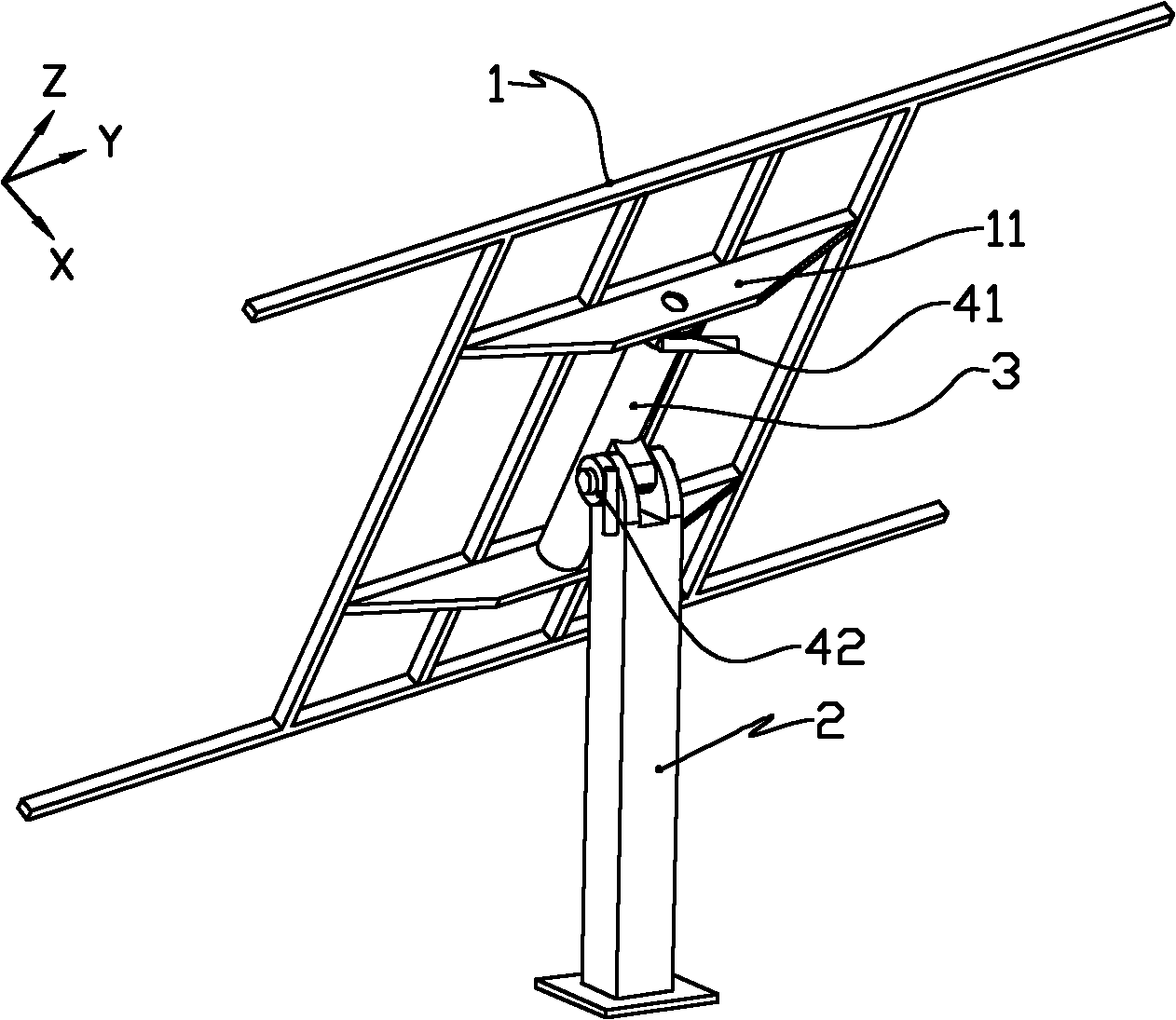 Sunlight-tracking double-shaft device and control method thereof
