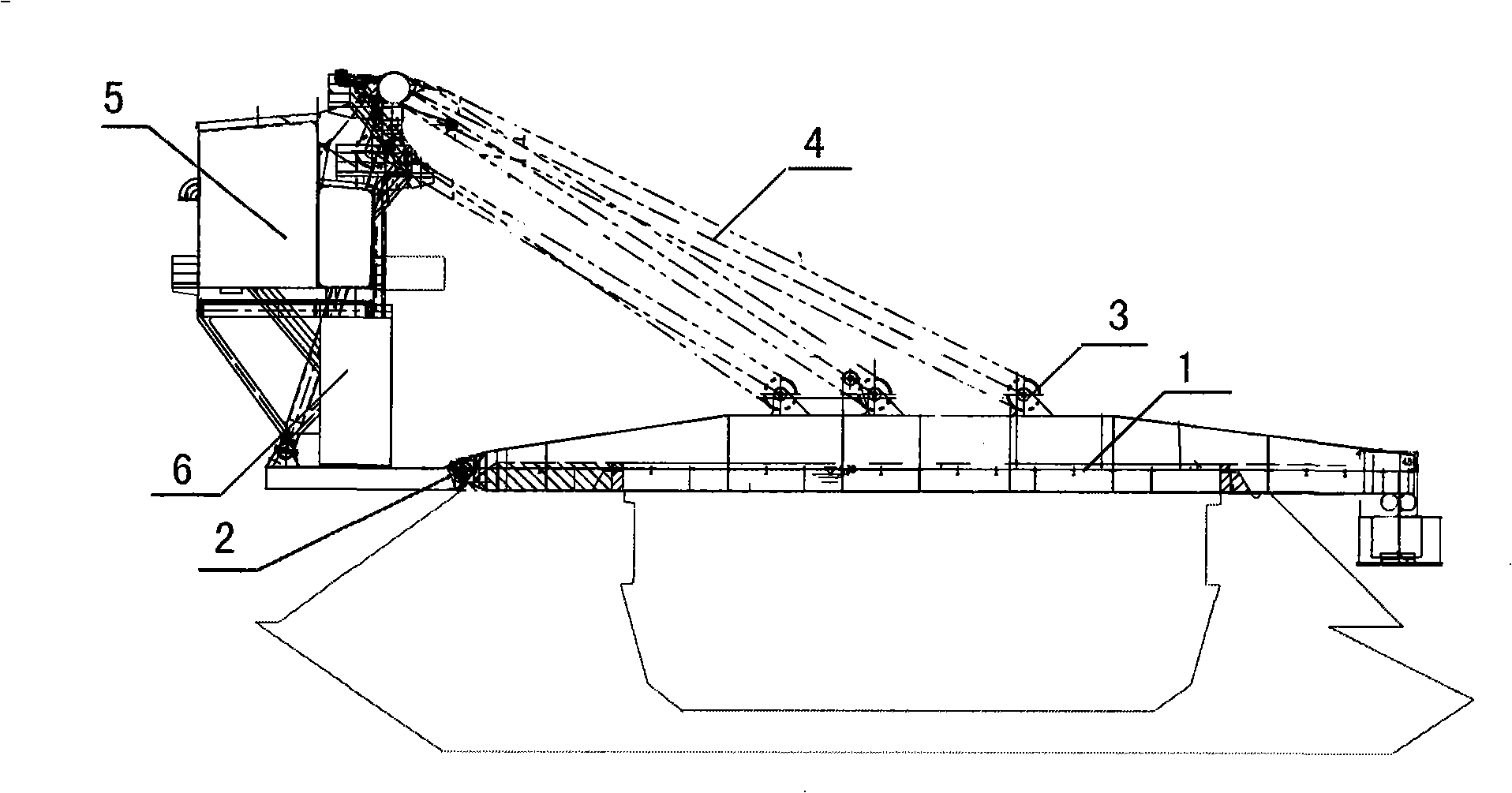 Single-leaf type pitching suspension bridge for ship lock