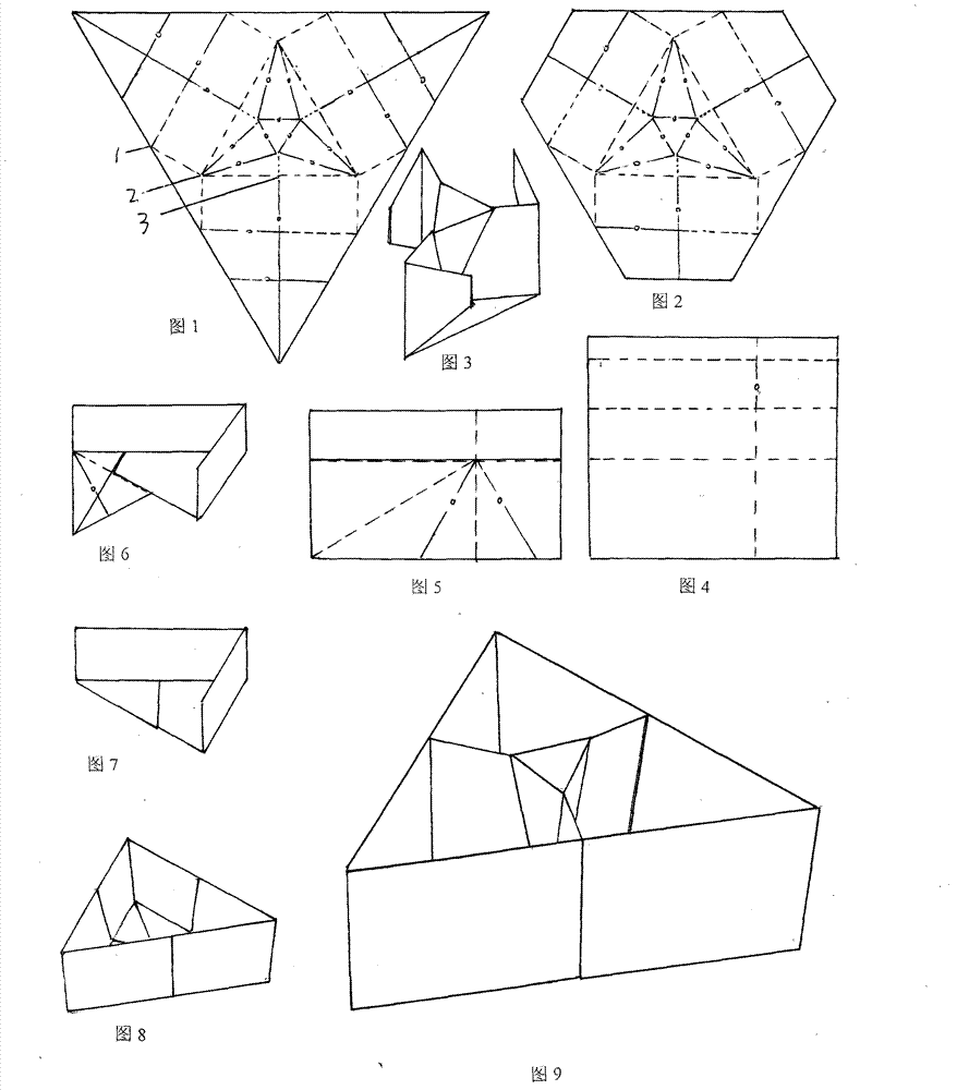 Folding method of interlayer combined triangular box