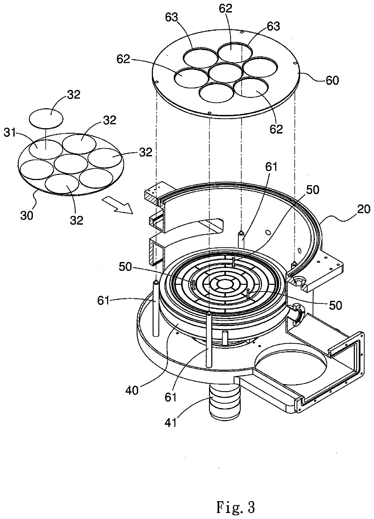 Masking structure for a wafer supporting plate