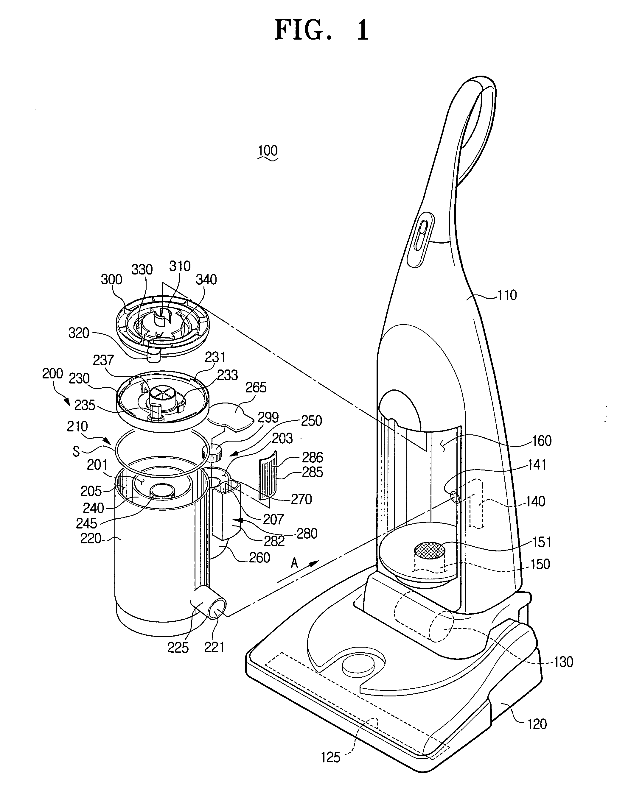 Dust collecting device for vacuum cleaner
