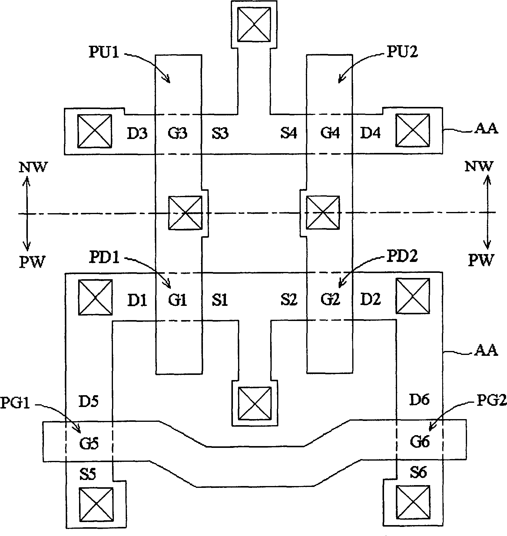 SRAM unit with multi-grid transistor and mfg method thereof