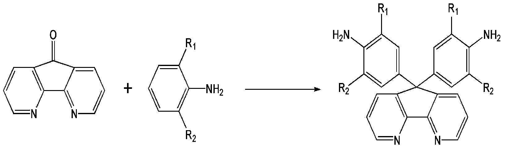 4,5-diazafluorene-containing aromatic diamine as well as preparation method and application thereof