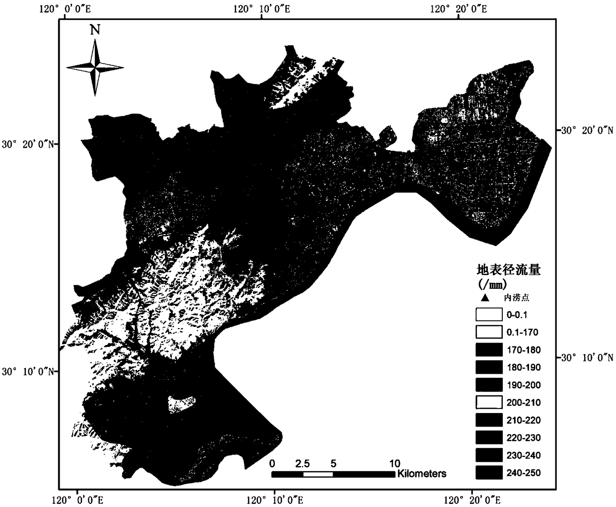 Urban impervious surface and DEM (digital elevation model)-based urban surface runoff detecting method
