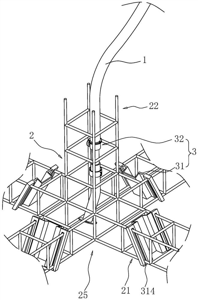Pouring device and method for beam-slab-column concrete engineering of different strength grades