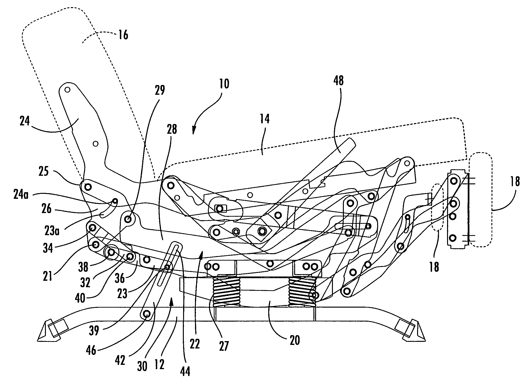 Rocking-reclining seating unit with motion lock