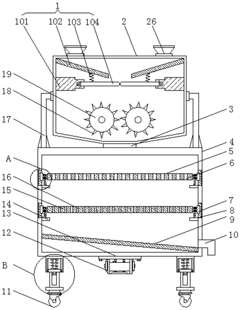 Ore smashing and screening device for mining