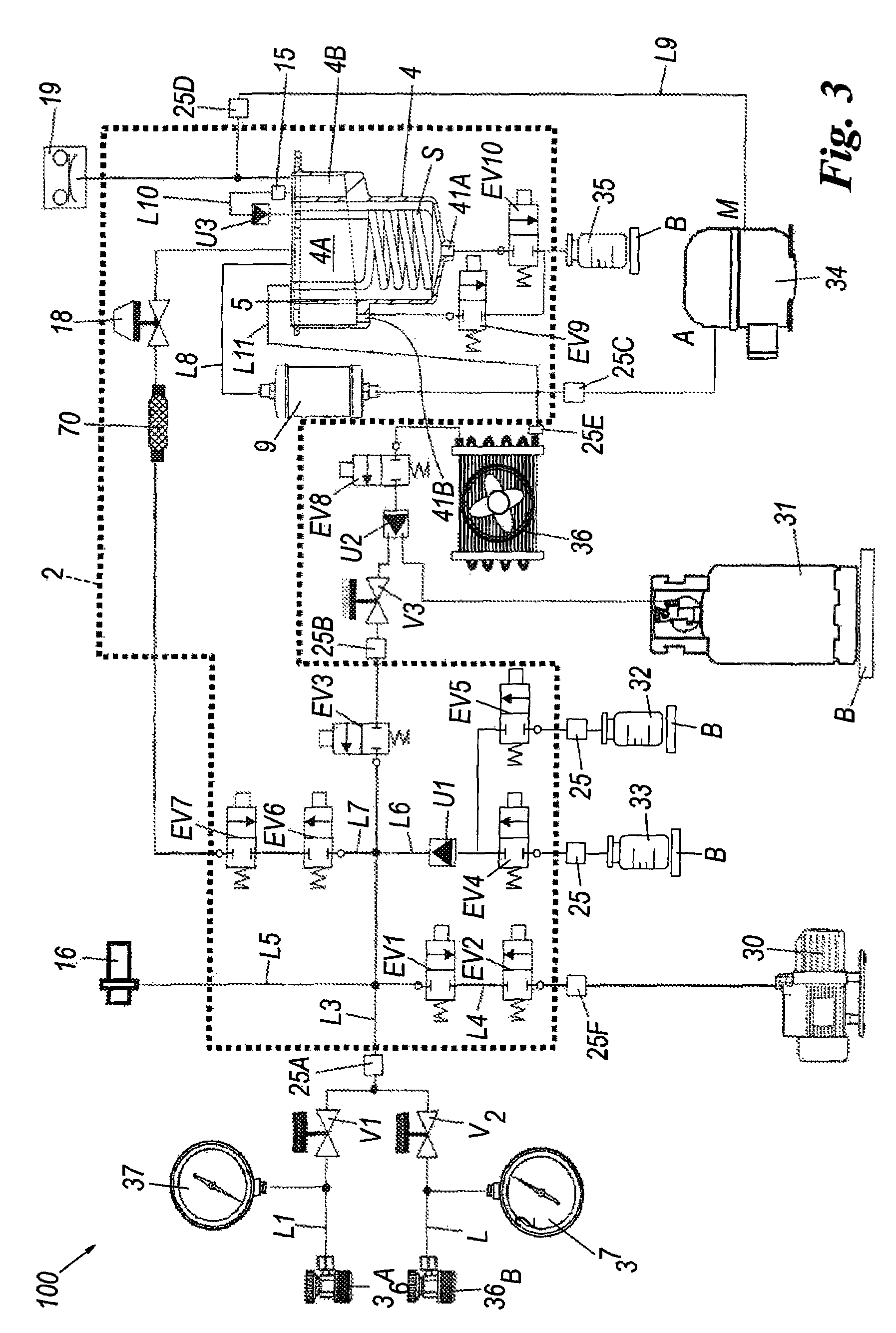 Refrigerant accumulation and oil recovery device for refrigerant fluid recovery/regeneration/recharging systems