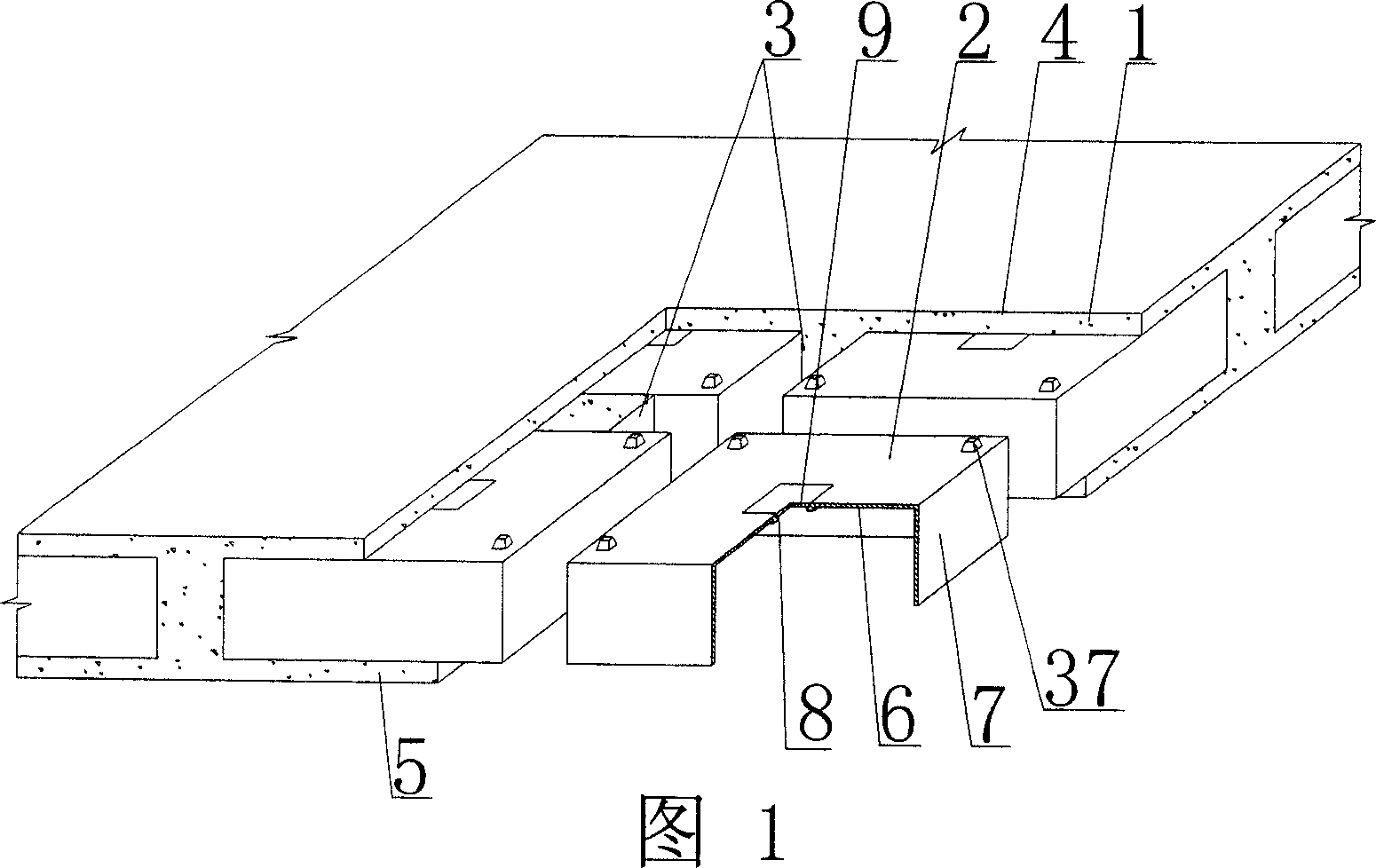 Hollow slab of concrete cast in-site