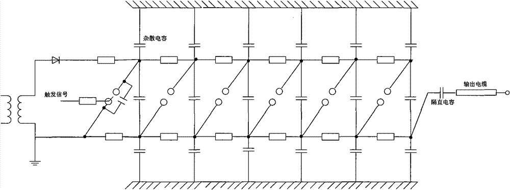 Output protection circuit of Marx trigger of double-electrode gas switch