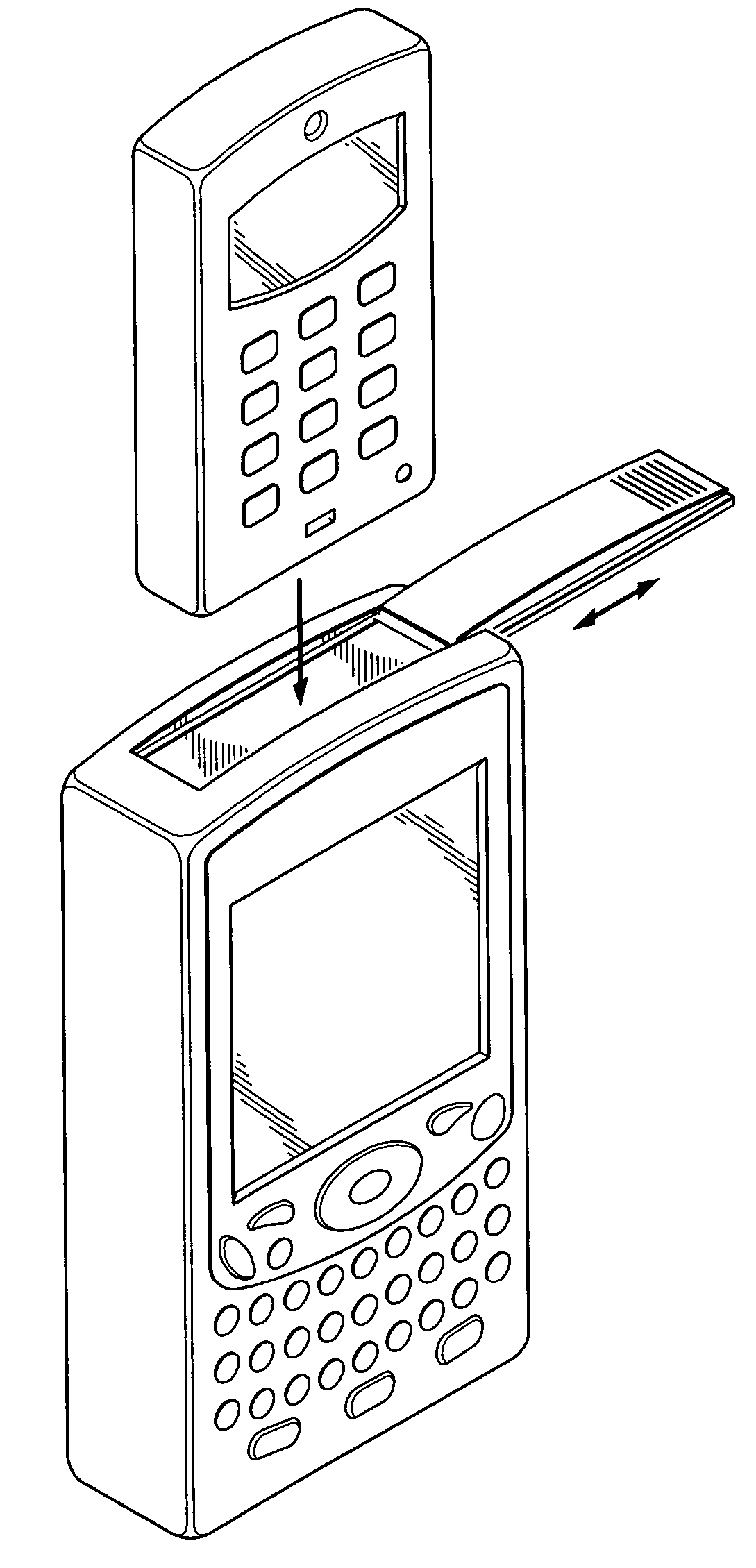 Mobile handheld electronic device with a removable cellphone