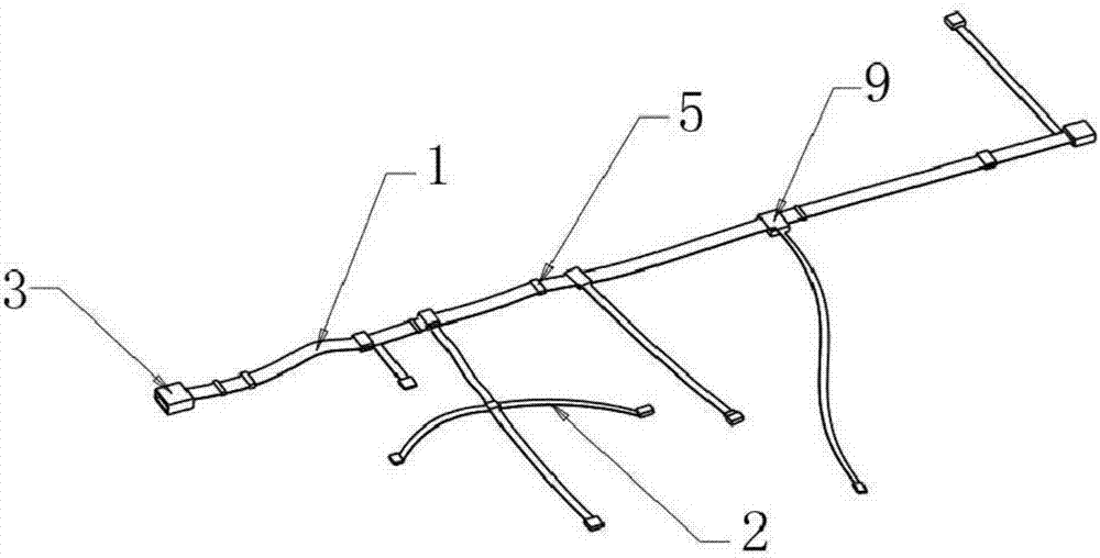 Flat wire harness for electrical connection in automobiles