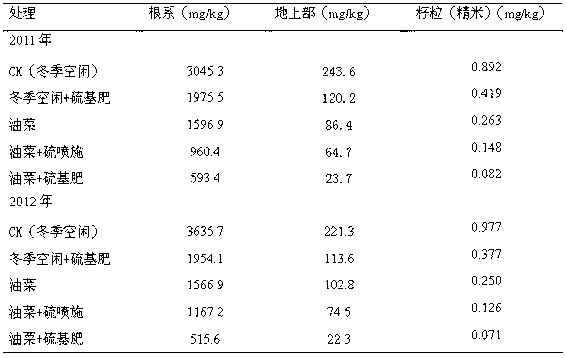 Crop rotation matching and fertilizing method capable of controlling accumulation of rice heavy metal cadmium
