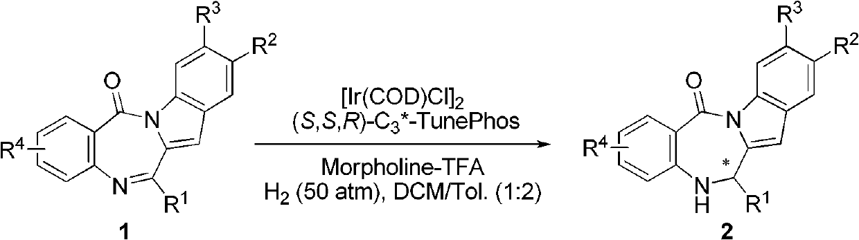 Method for synthesizing chiral dihydro-6H-benzpyrole-[2,1-c][1,4]-benzodiazepine-6-ketone