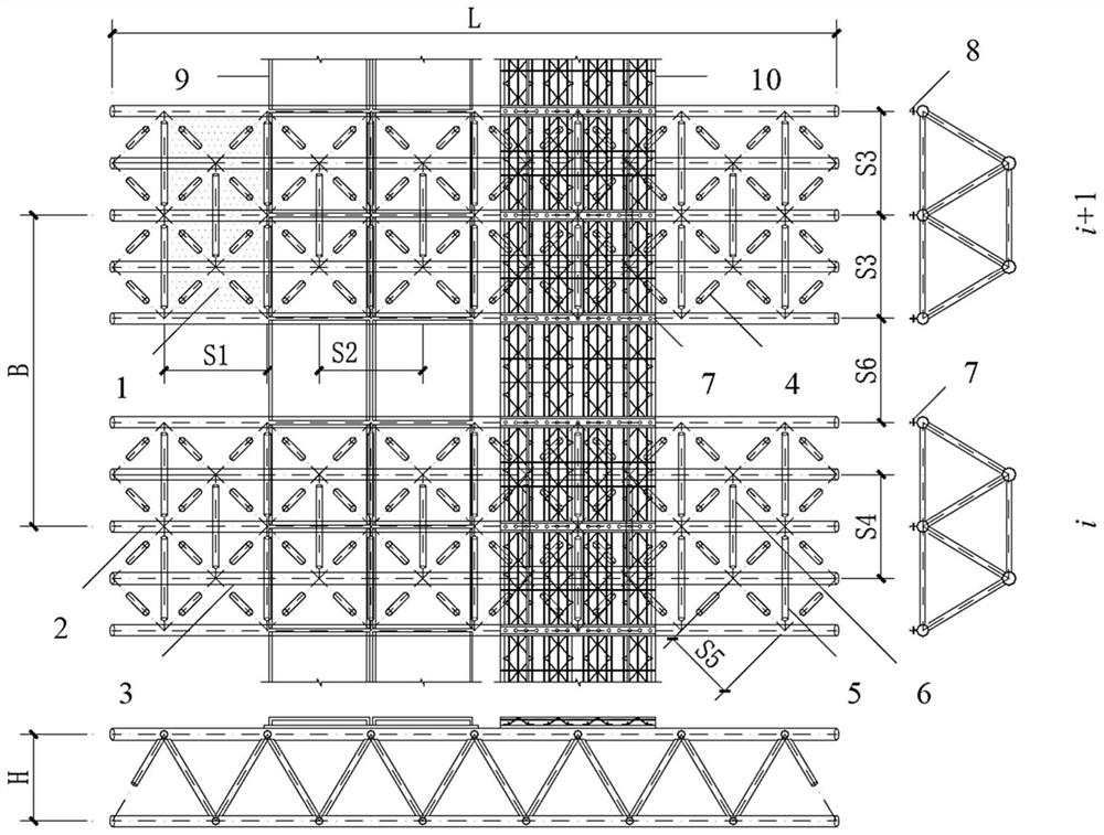 Large-span trapezoidal space steel pipe truss concrete floor structure