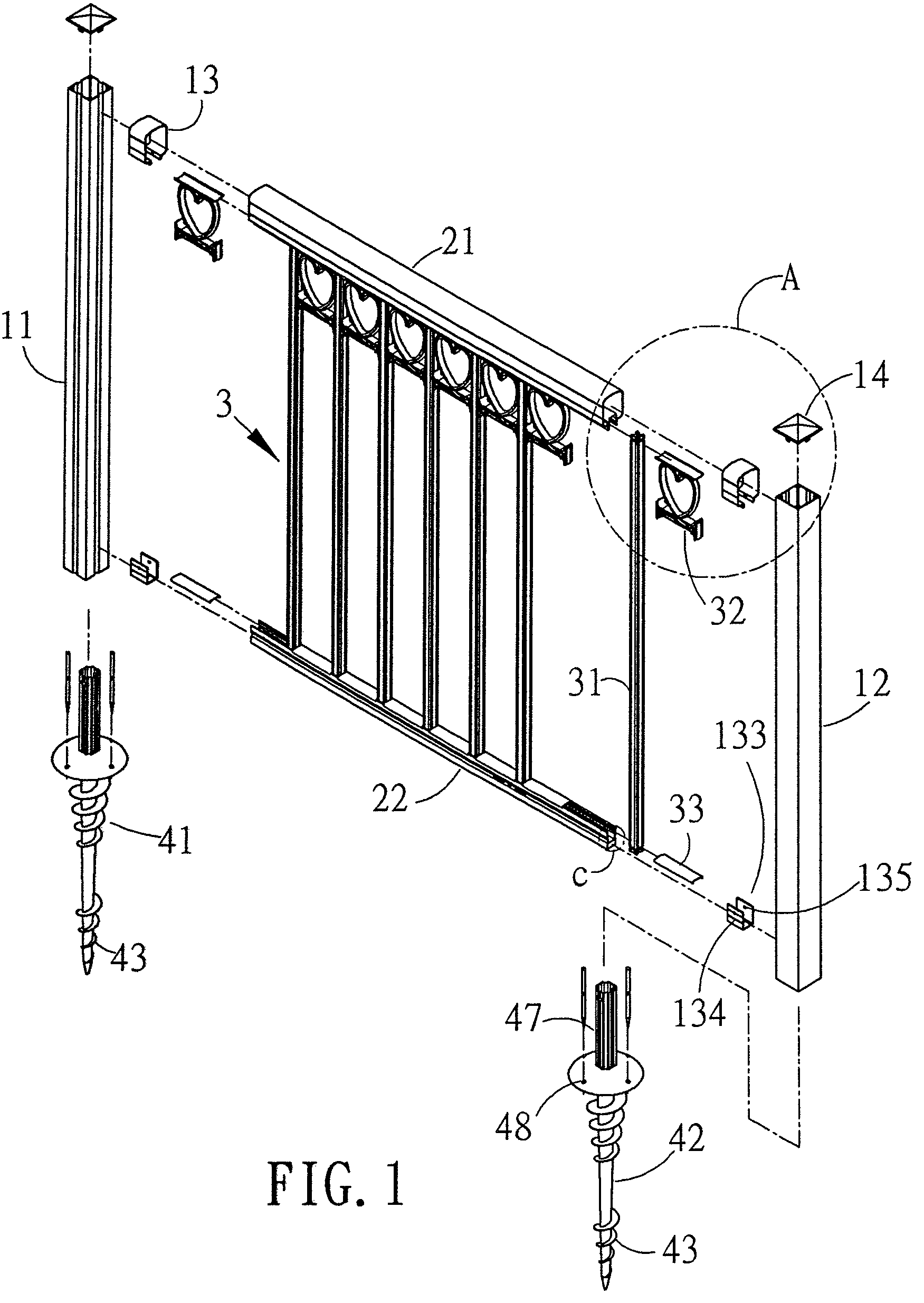 Enclosed fence/railing set