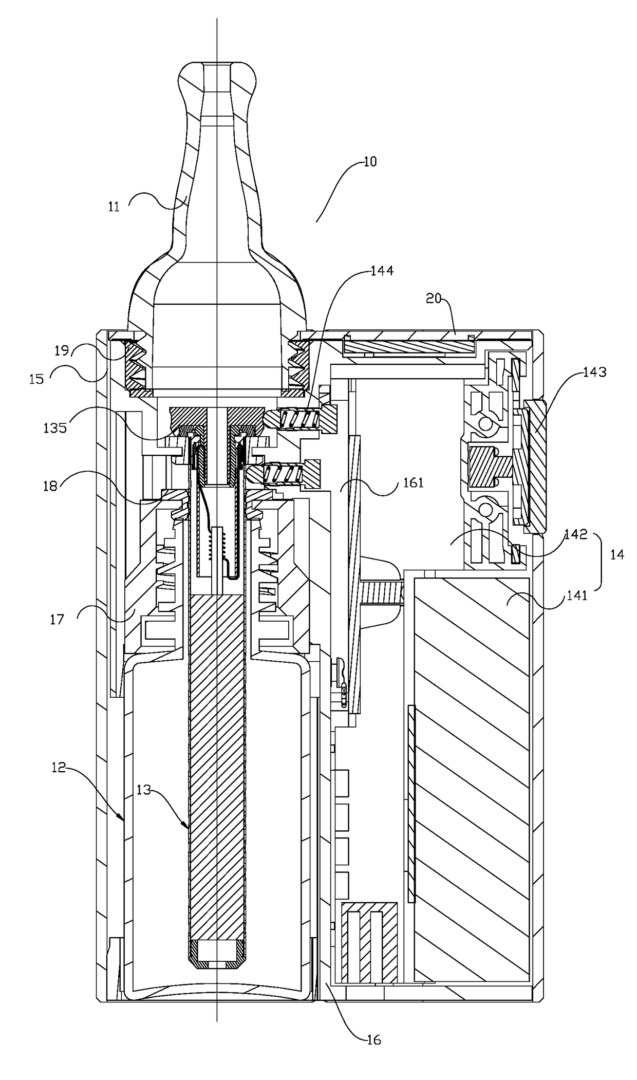 Electronic cigarette having a bottle configured for storing the tobacco oil