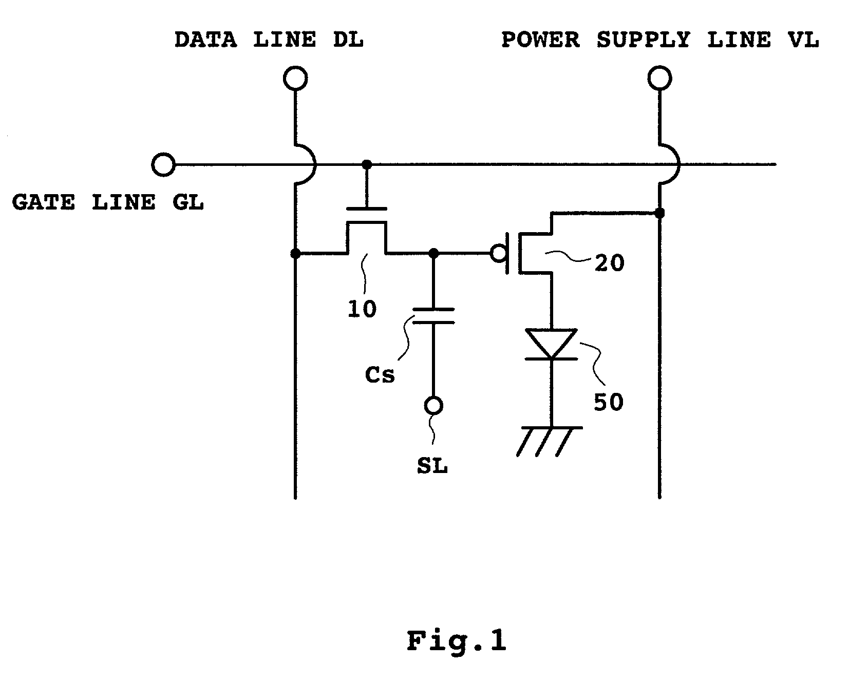 Thin film transistor for supplying power to element to be driven
