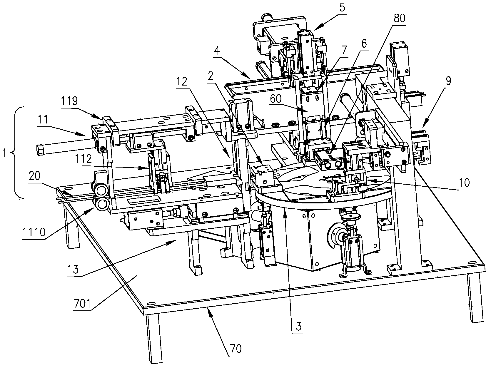 Full-automatic assembly machine for fiber splicing thermal shrinkage protective casings