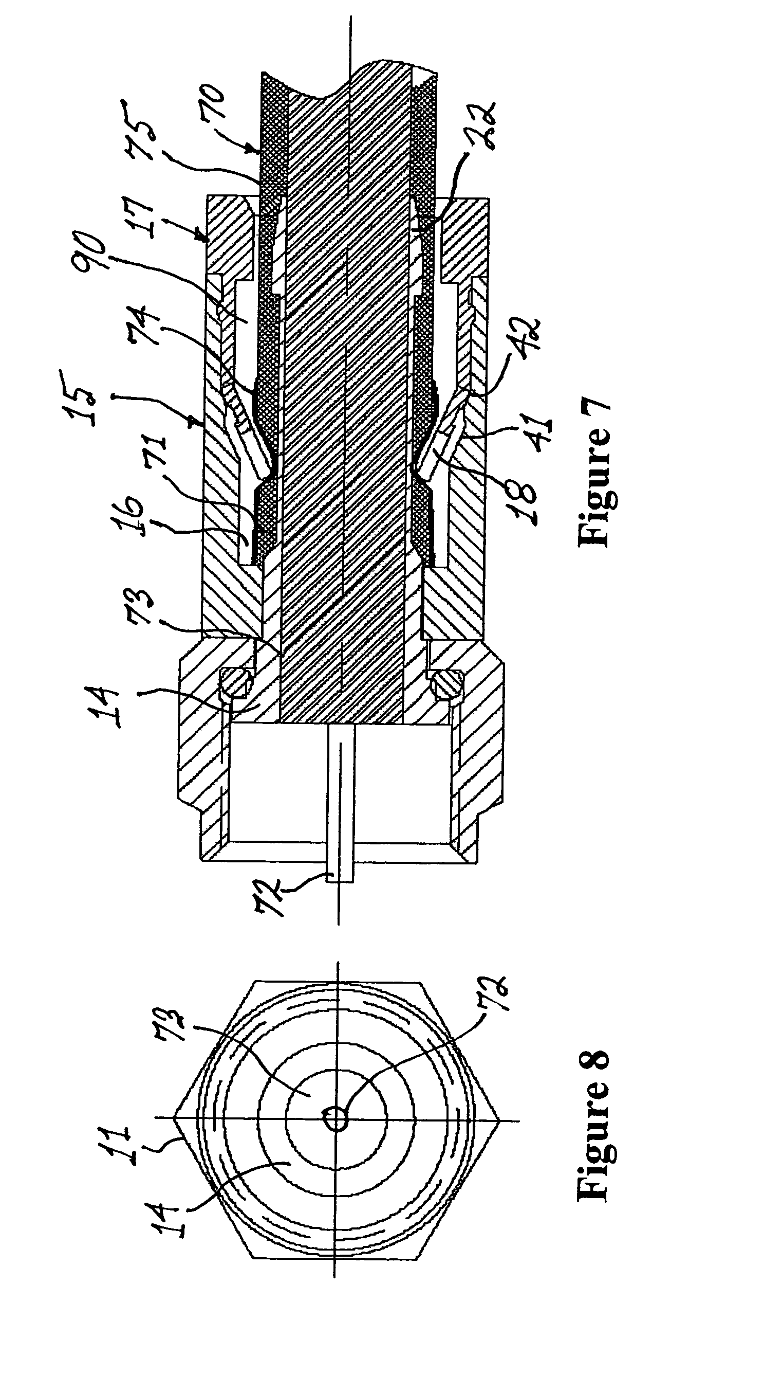 Coaxial cable connector with deformable compression sleeve