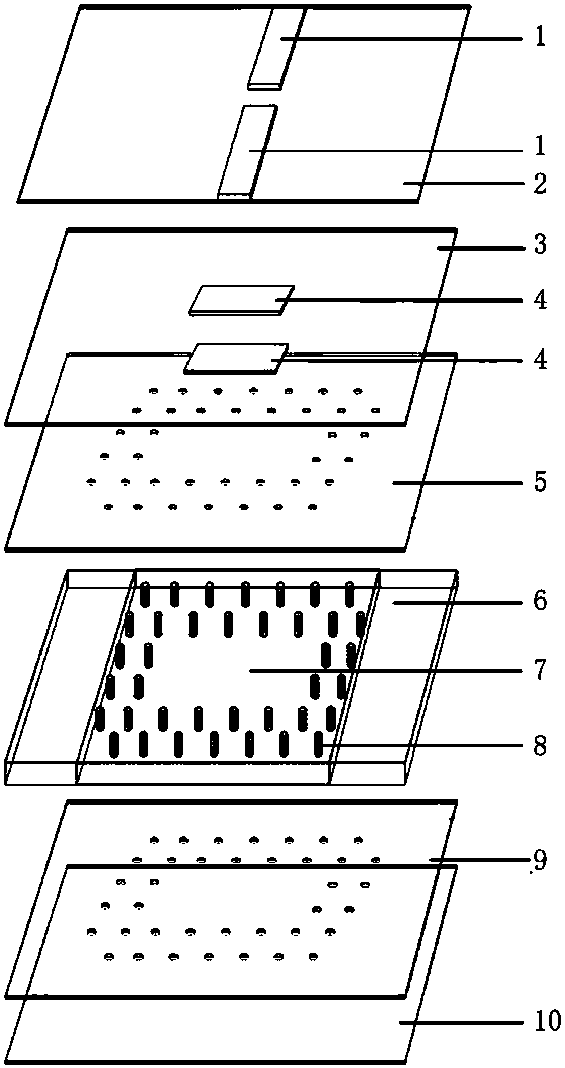 Medium cavity substrate integration waveguide structure based on silicon through hole technology and manufacturing technology thereof