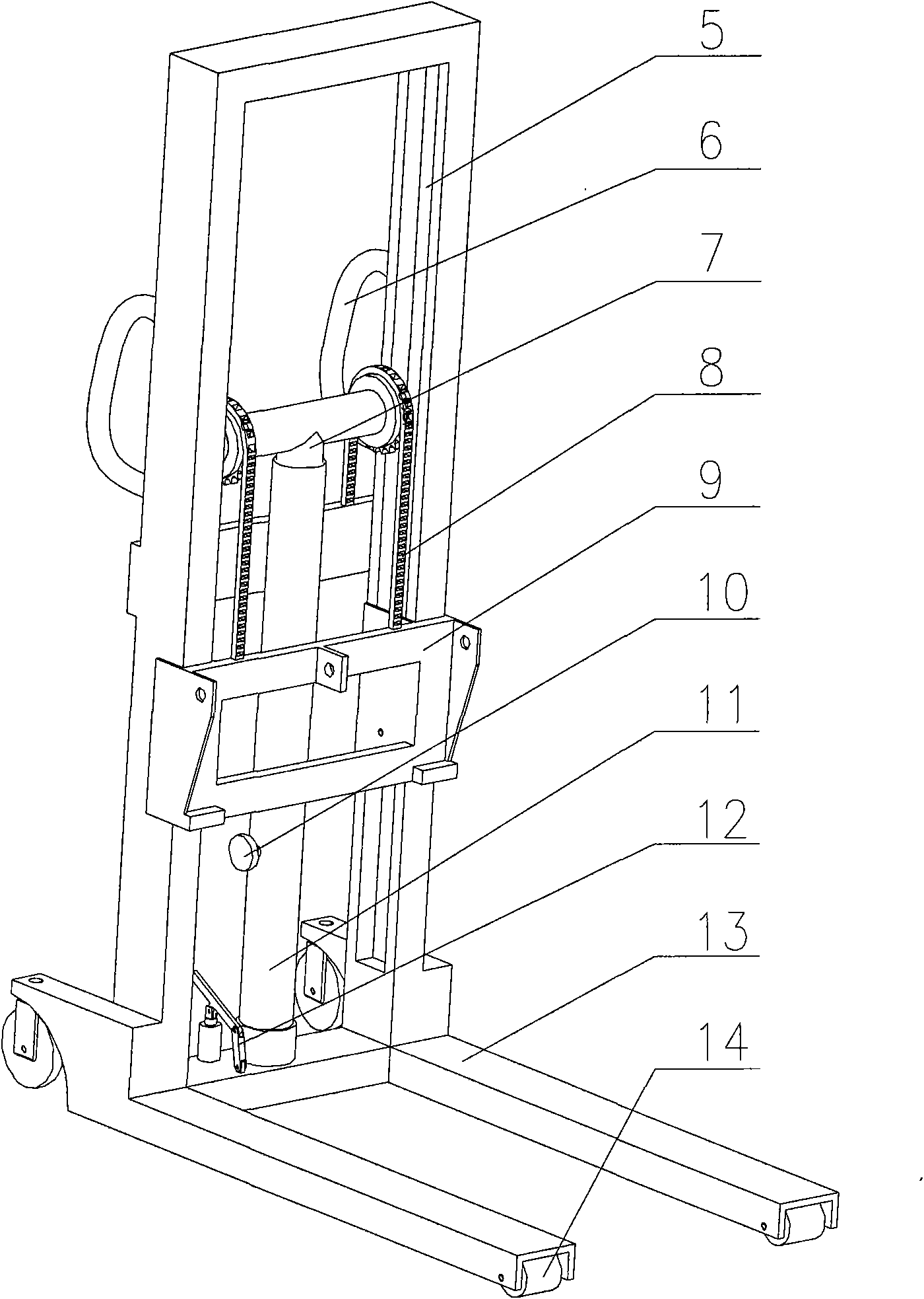 Vehicle CNG gas cylinder loading and unloading and carrying device and loading and unloading method
