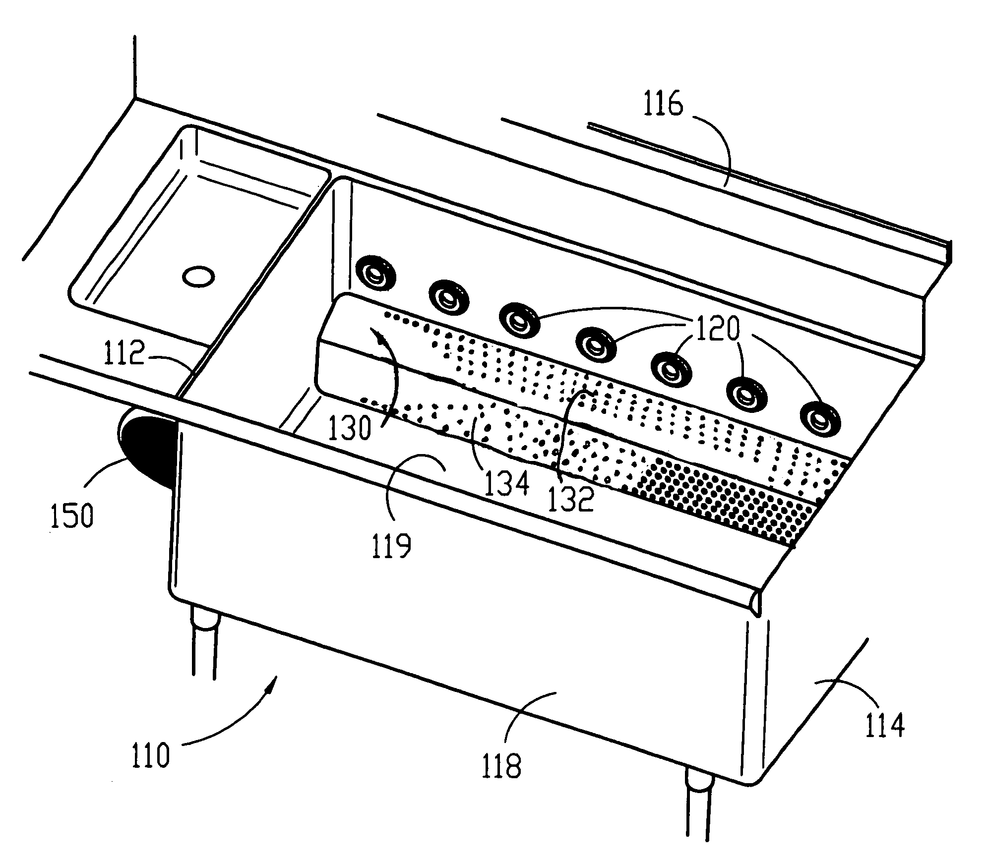 Pot and pan washing machine, components, and methods of washing items