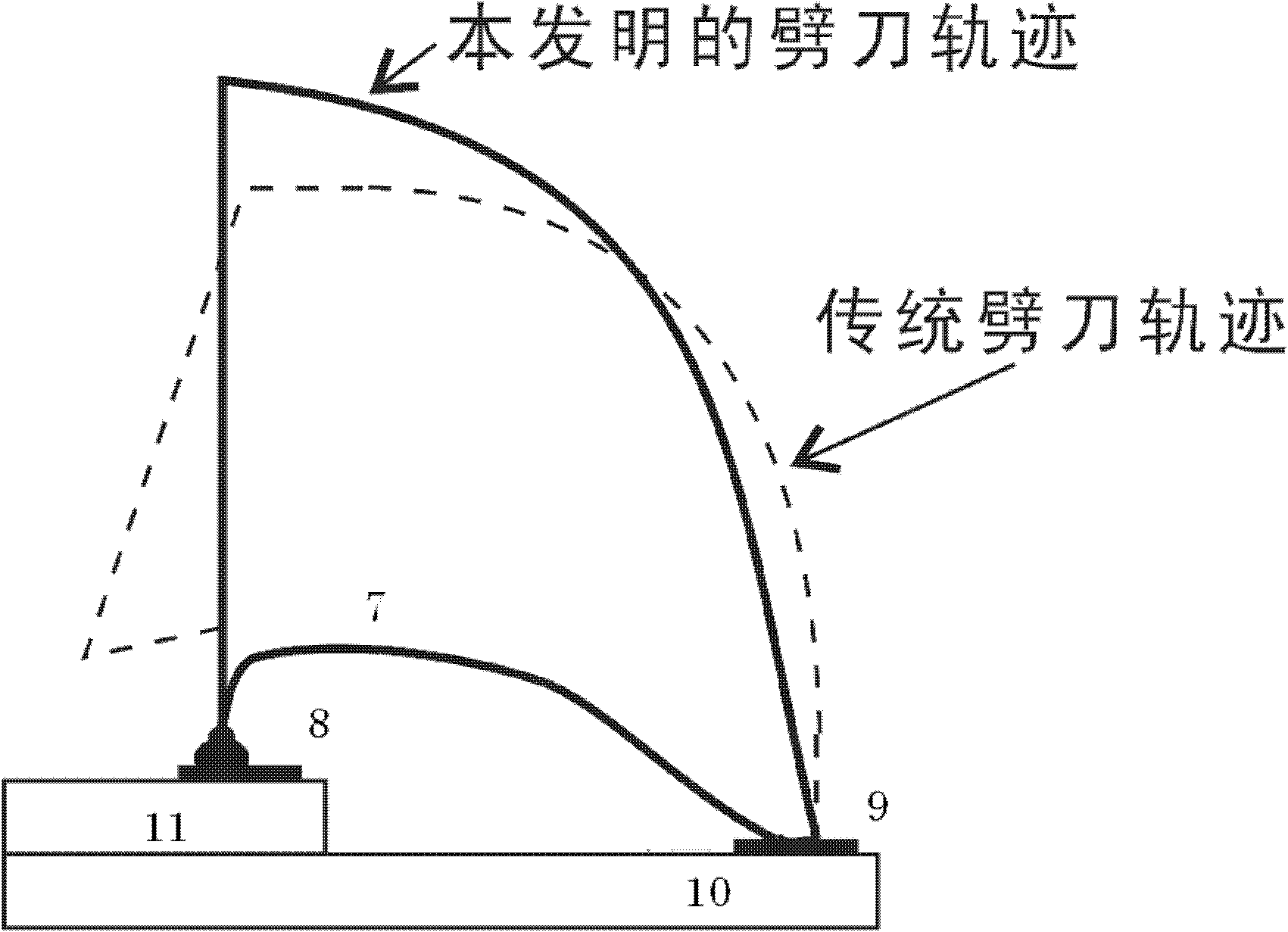 Method and device for quickly forming arc for leading wire by using wire clamp to manufacture salient points