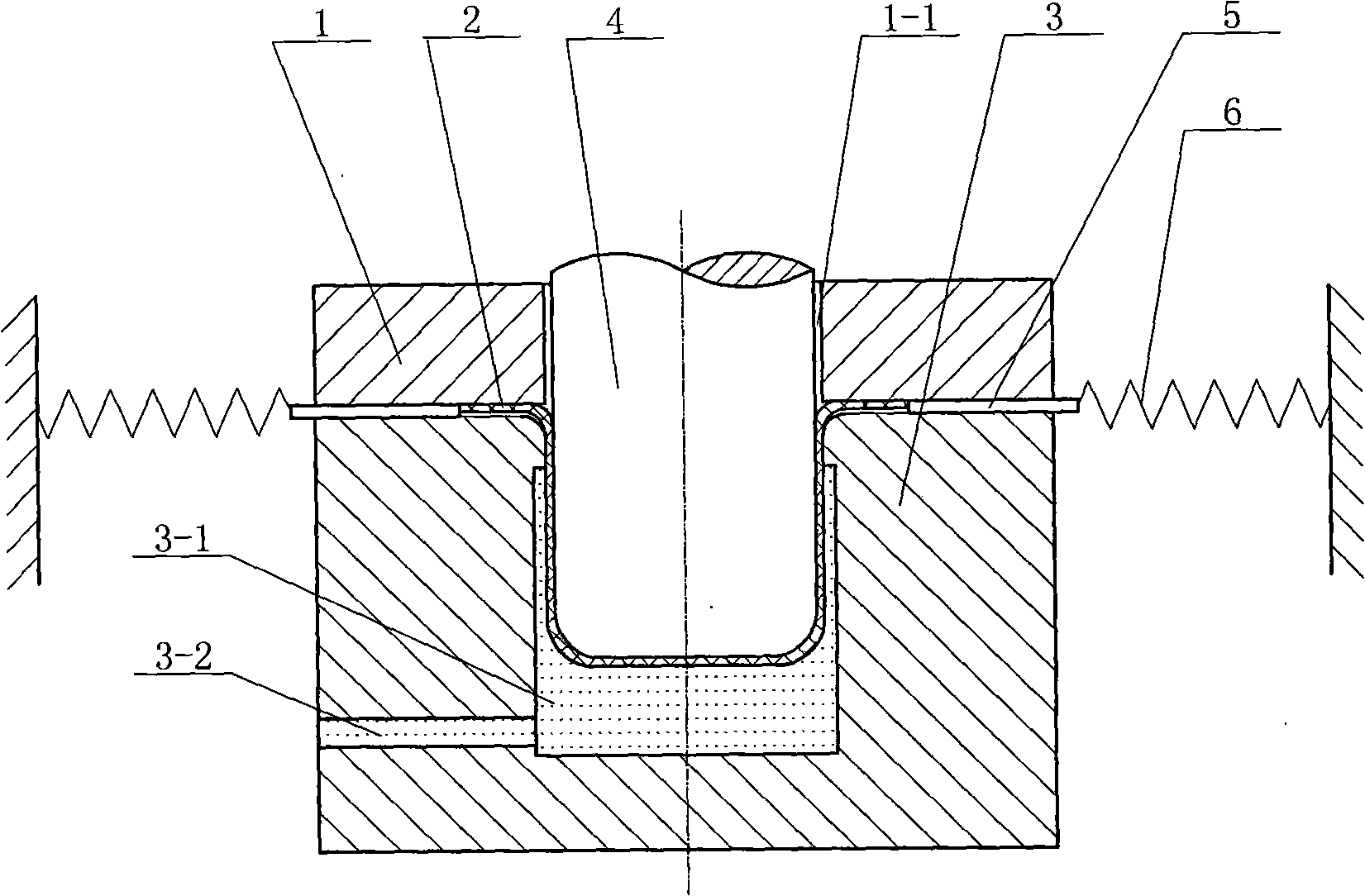 Device for improving forming limit in hydromechanical deep drawing of sheet material and method thereof