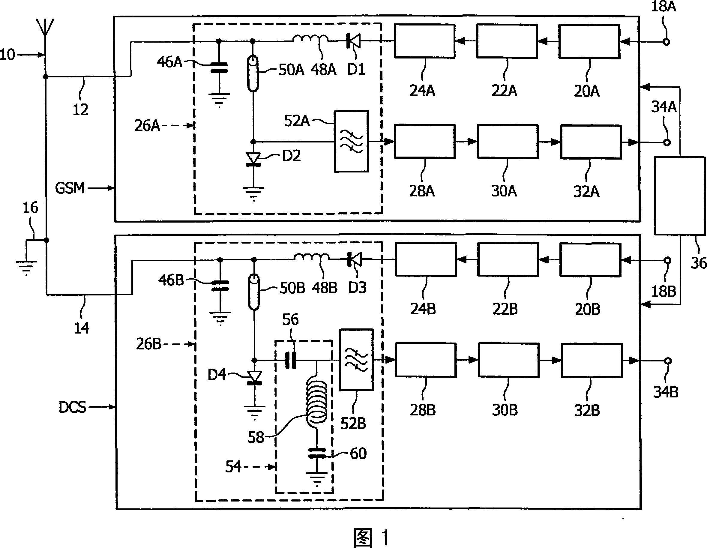 Distributed diplexer