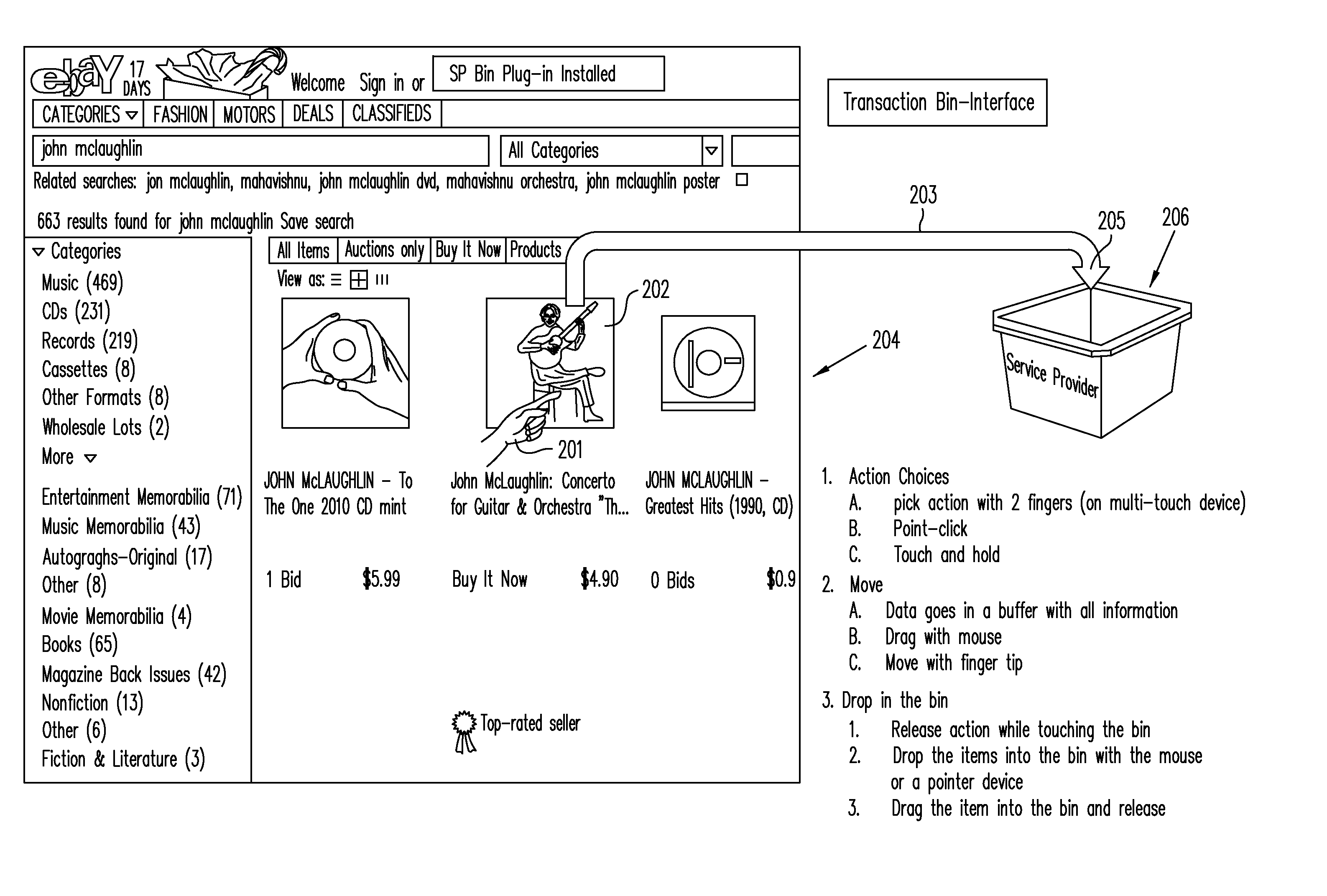 Drag and drop purchasing bin