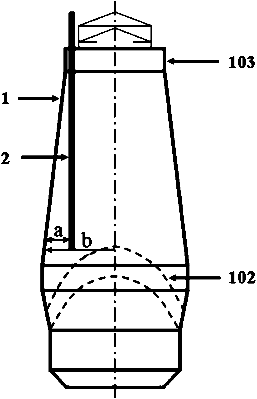 Vertical two-section type blast furnace pulverized coal injection device