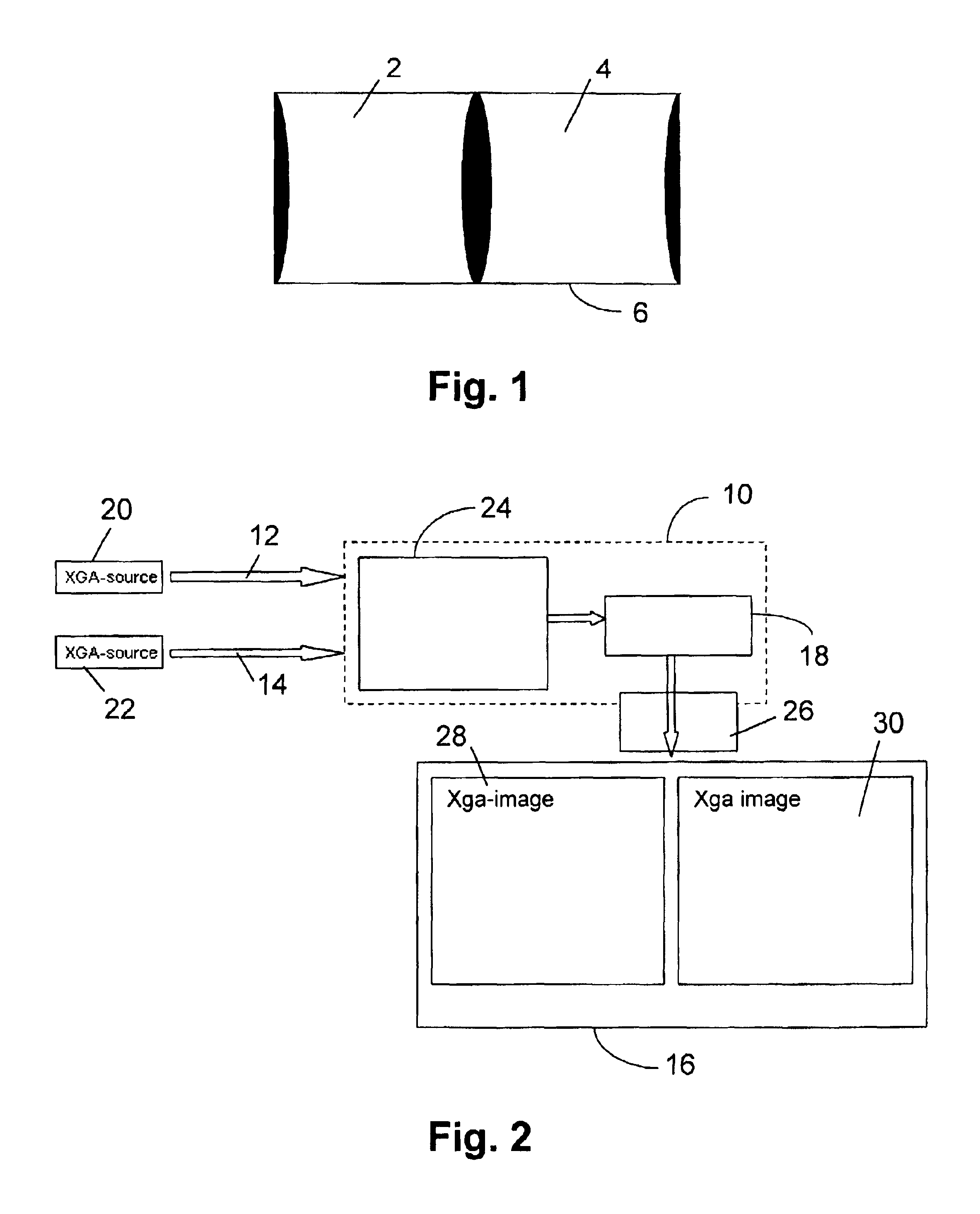 Full resolution multiple image projection system and method for projecting two images in full resolution adjacent each other