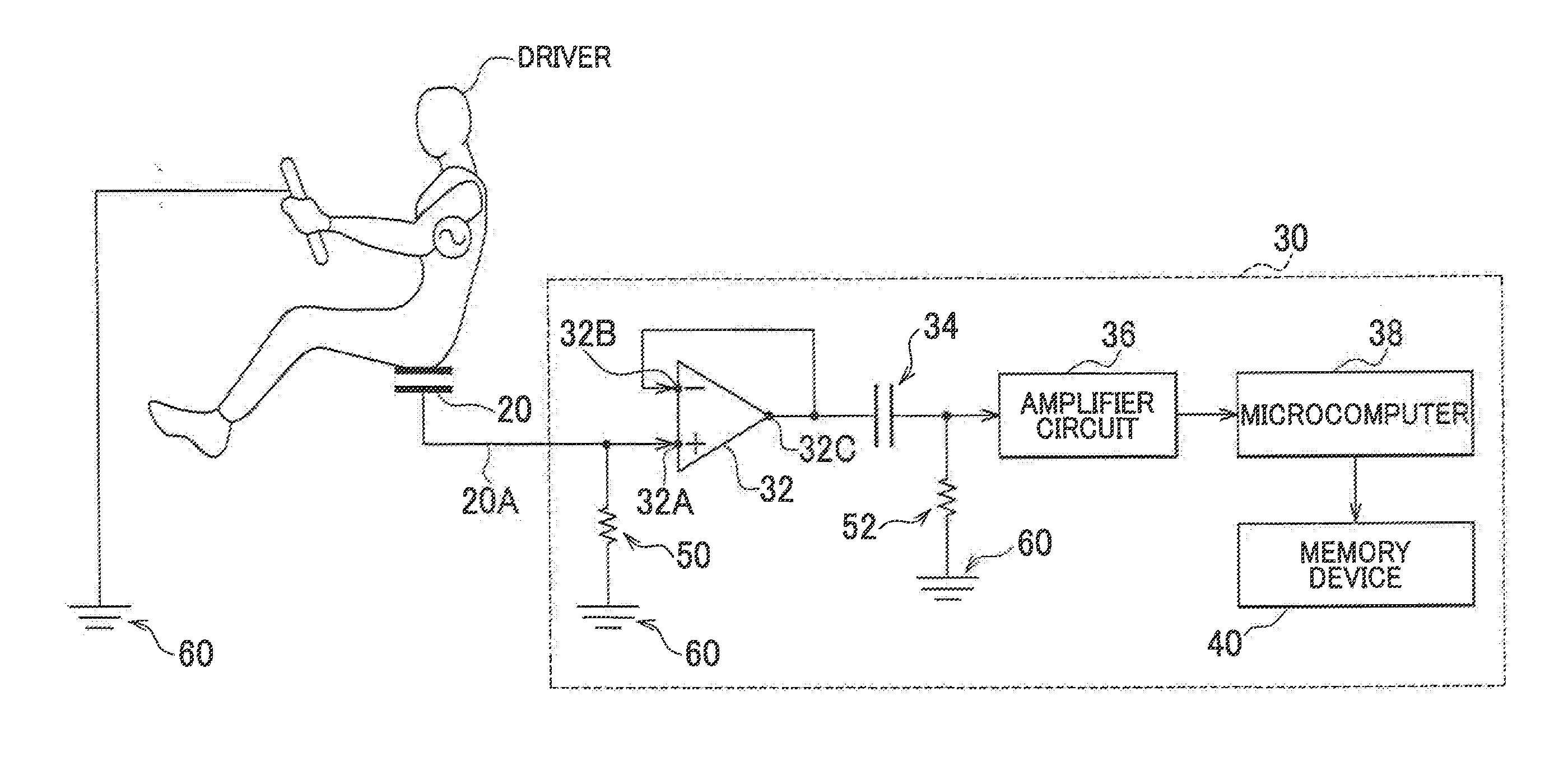 In-vehicle electrocardiograph device and vehicle