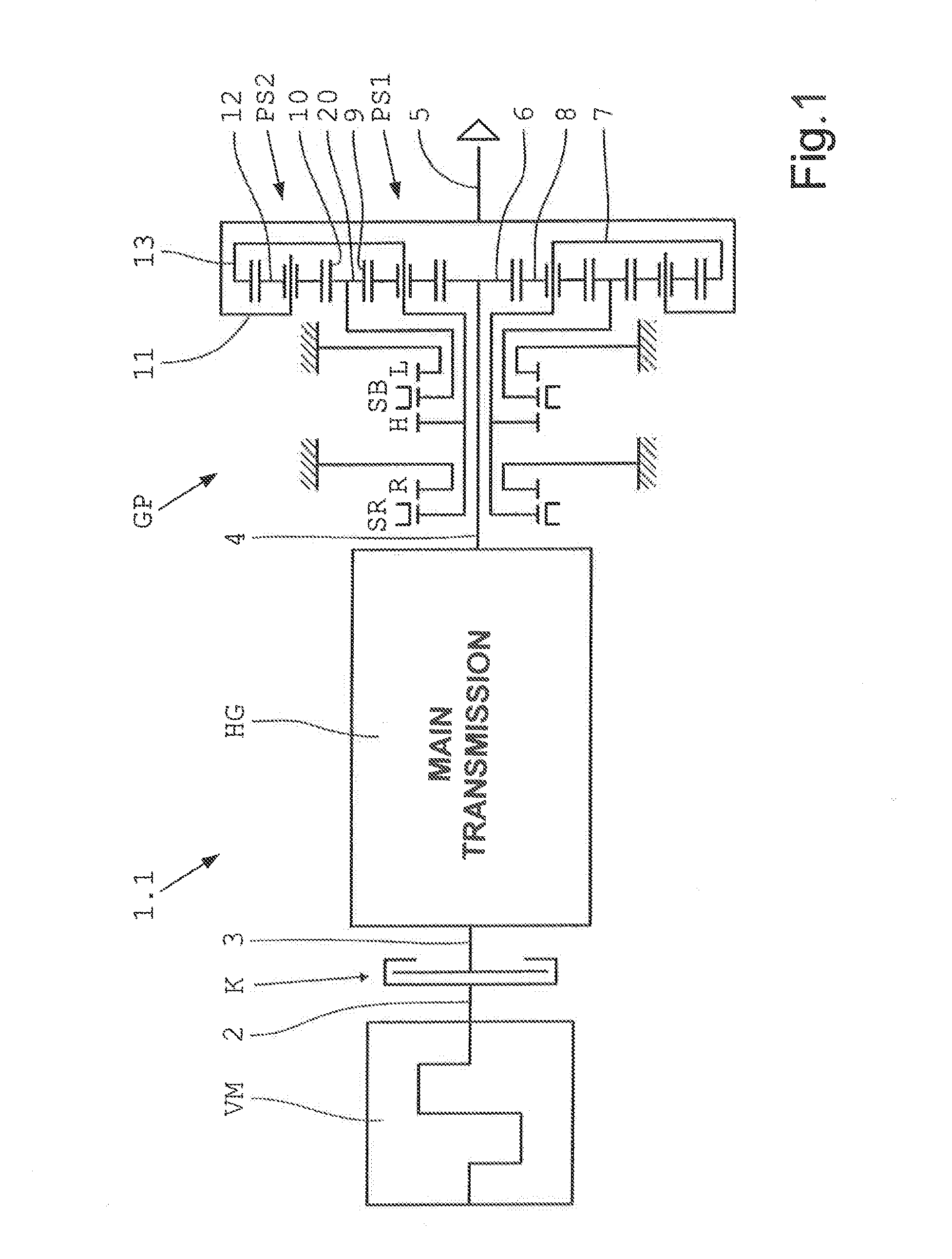 Planetary gear and group transmission with planetary gear