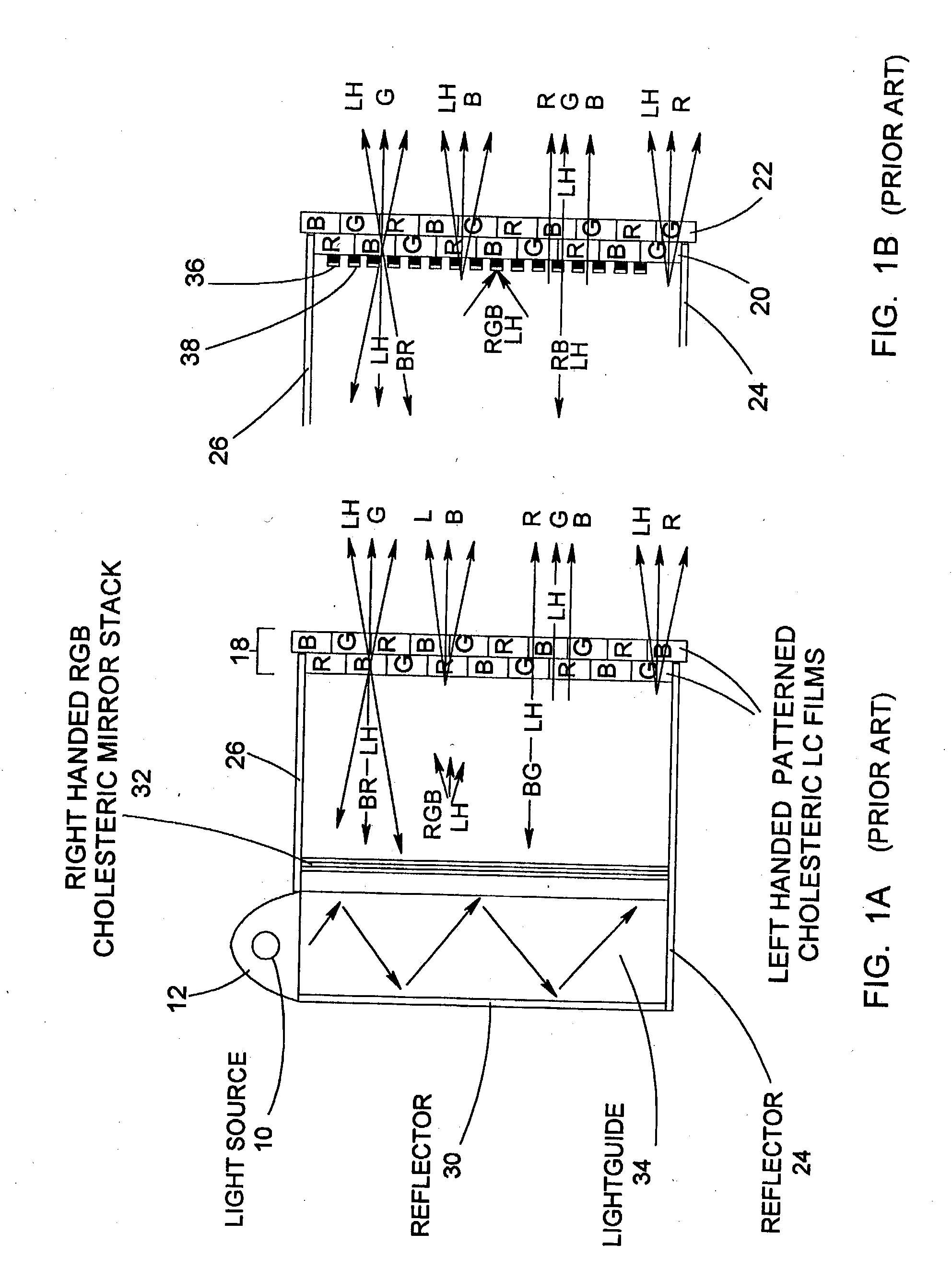 High-brightness color liquid crystal display panel employing light recycling therewithin