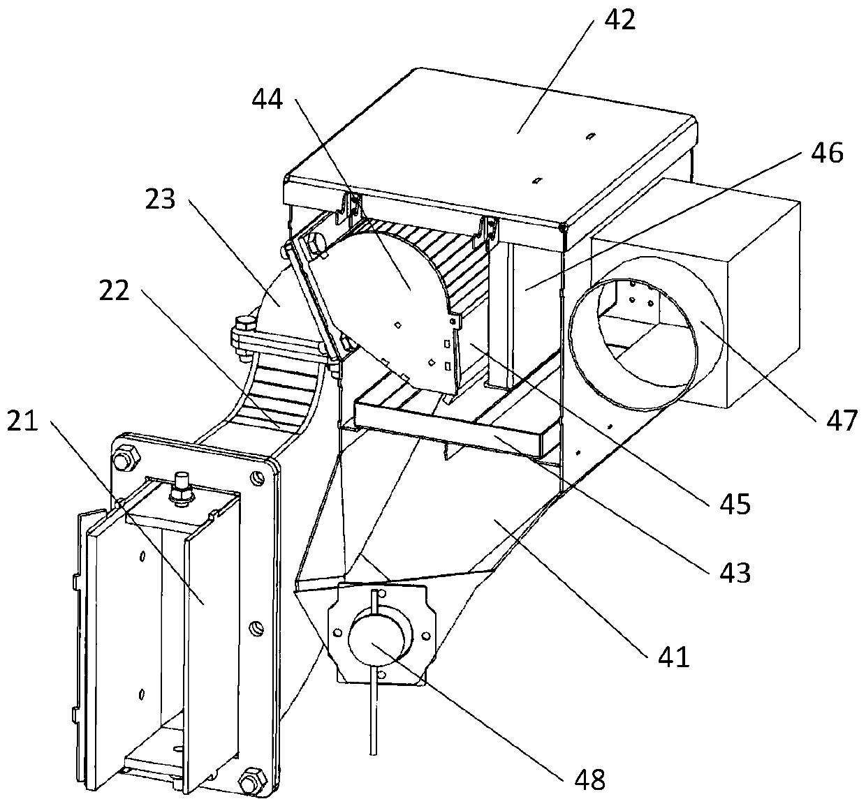 Shot blasting device for vertical face transverse treatment