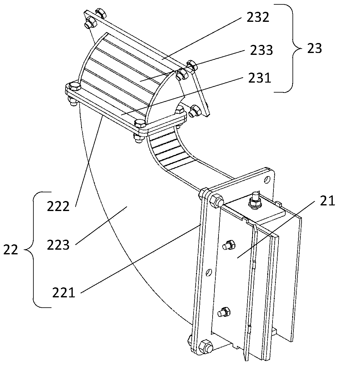 Shot blasting device for vertical face transverse treatment