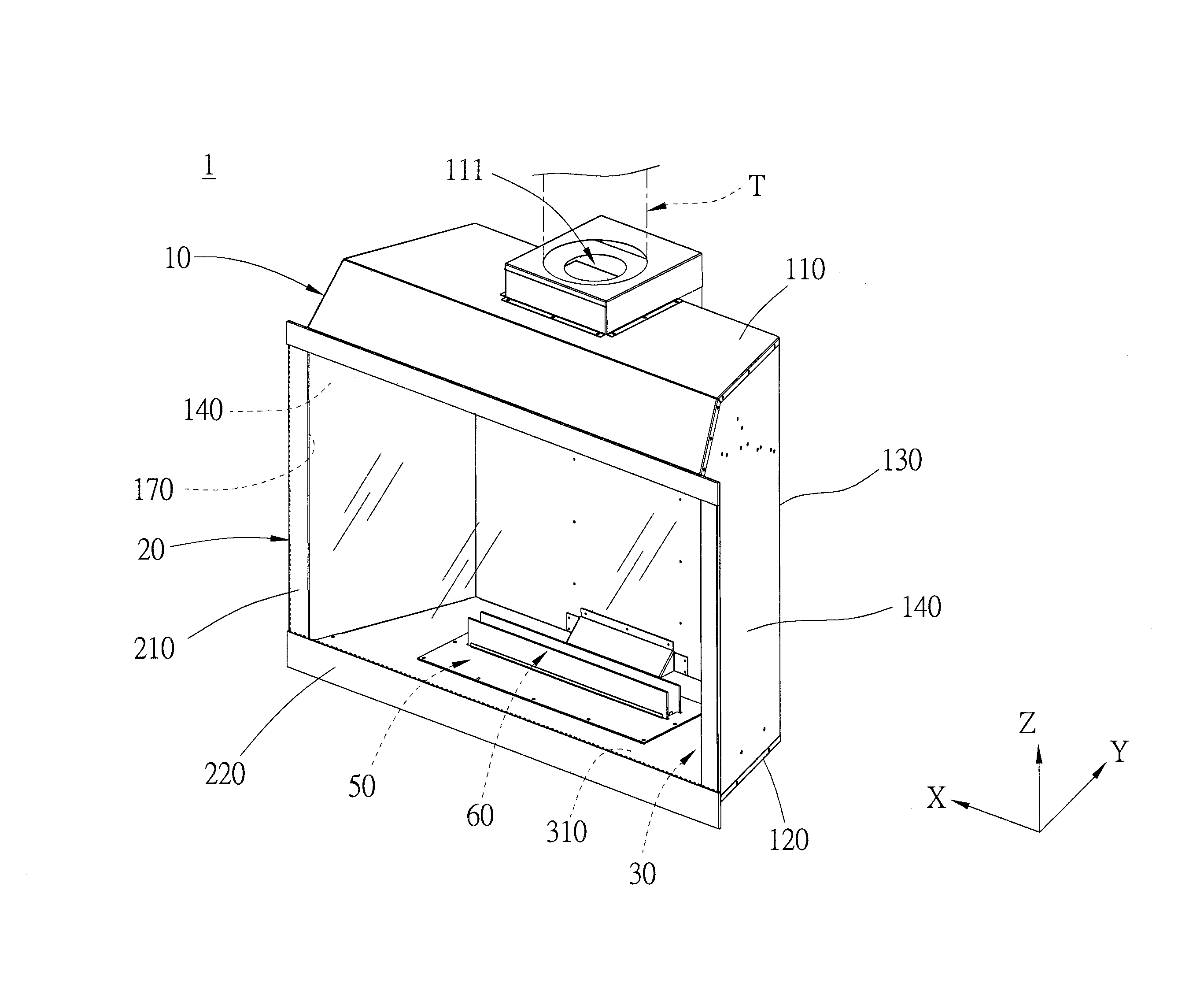 Gas fireplace and flow guide member of the same