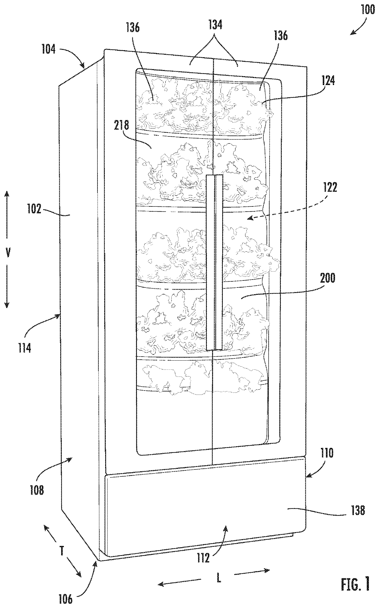 Indoor garden center with a resilient sealing element