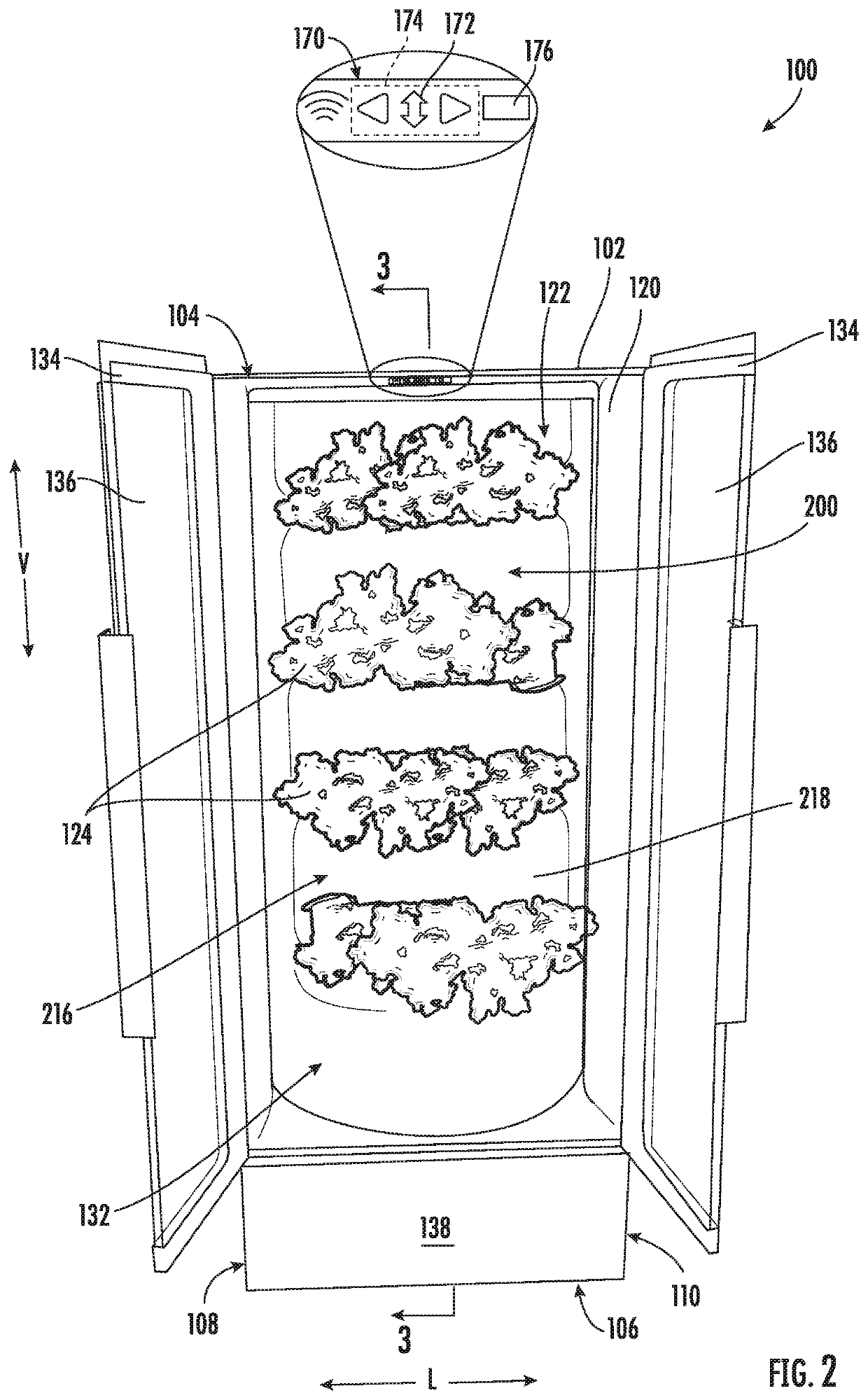 Indoor garden center with a resilient sealing element