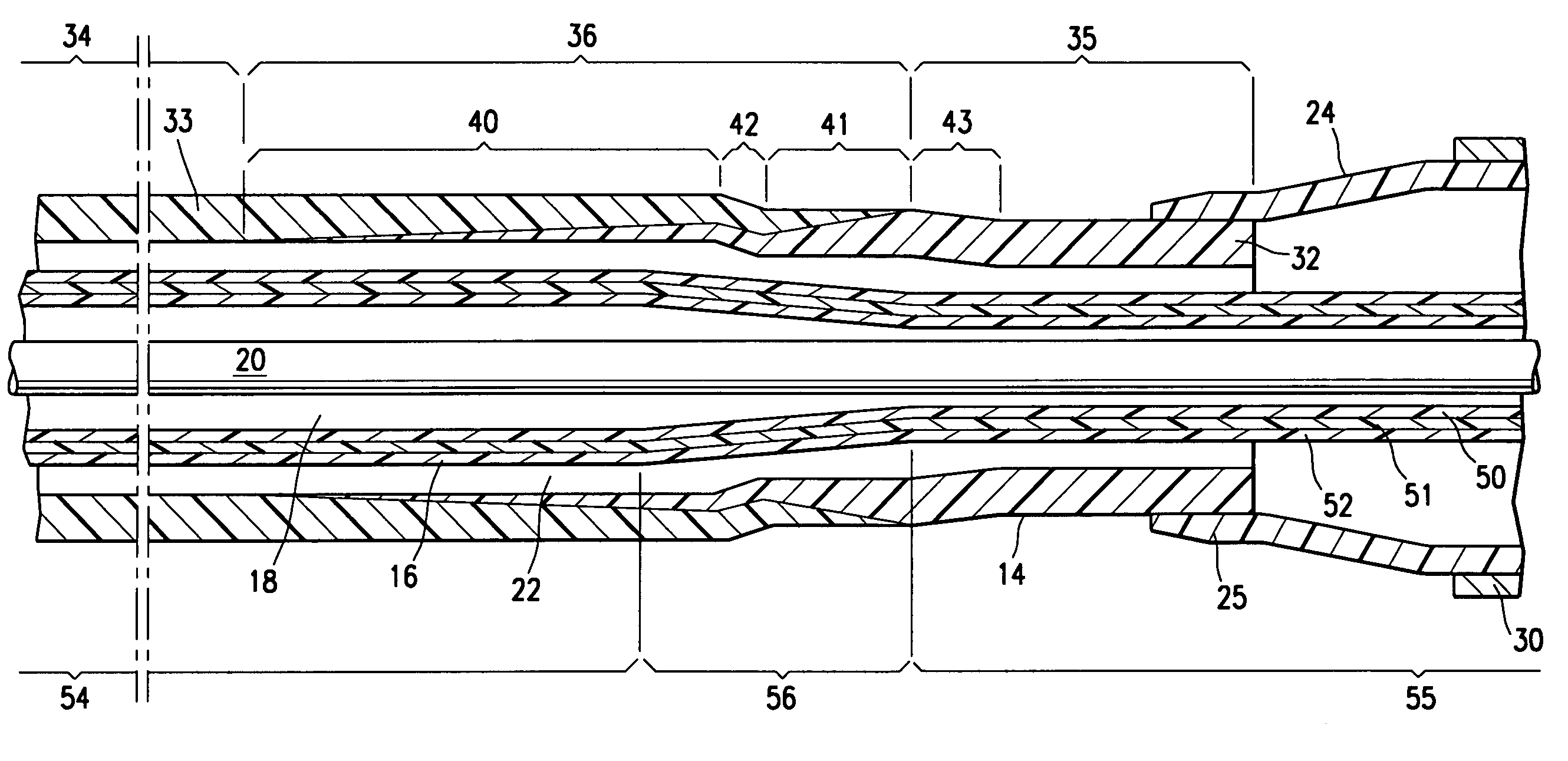 Balloon catheter having a multilayered shaft with variable flexibility